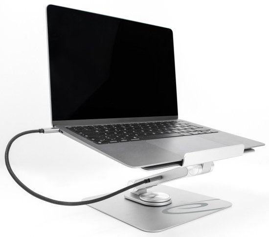 Delock 18457 Soporte Para Tablet Y Laptop Con Estación De Acoplamiento 4k Integrada - Hdmi / Lector De Tarjetas / Concentrador / Pd 3.0 90 W - 360° Giratorio