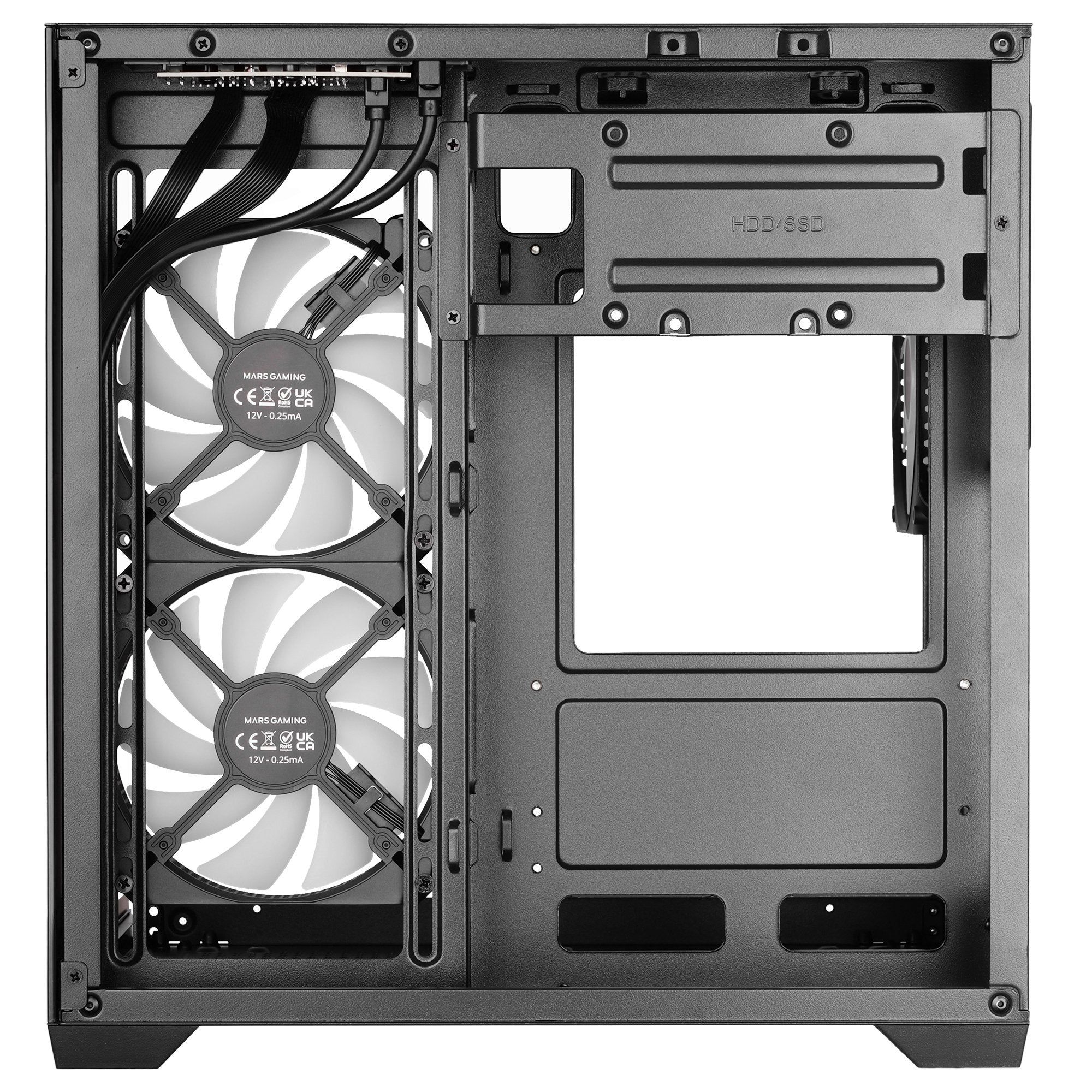 Caja Pc  Microatx Mars Gaming Mc-View3 Gpu Max 330mm Cristal Templado Panoramico Argb Usb-C Negra