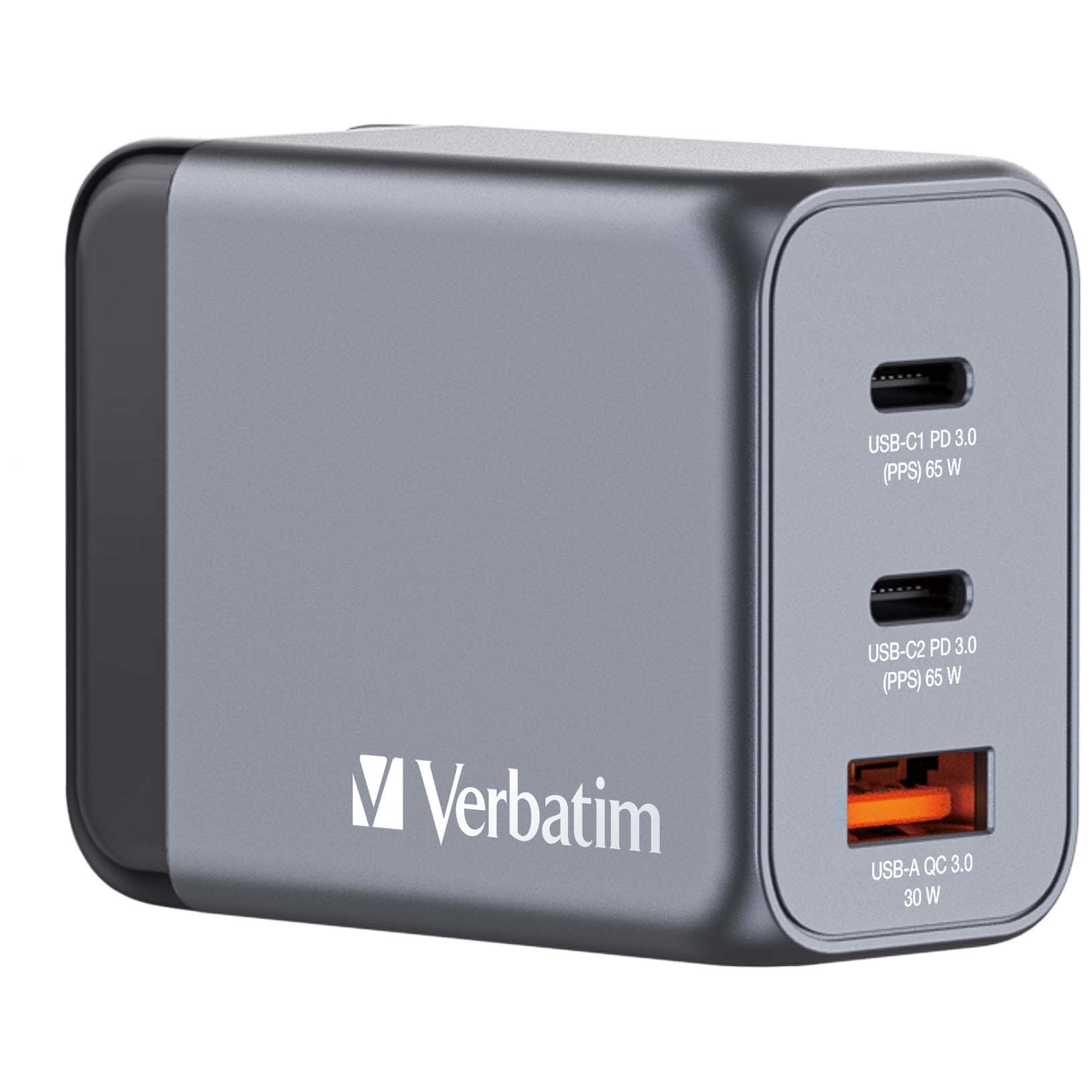 Cargador De Pared Universal Verbatim Gnc-65 2xusb Tipo-C 1xusb 65w