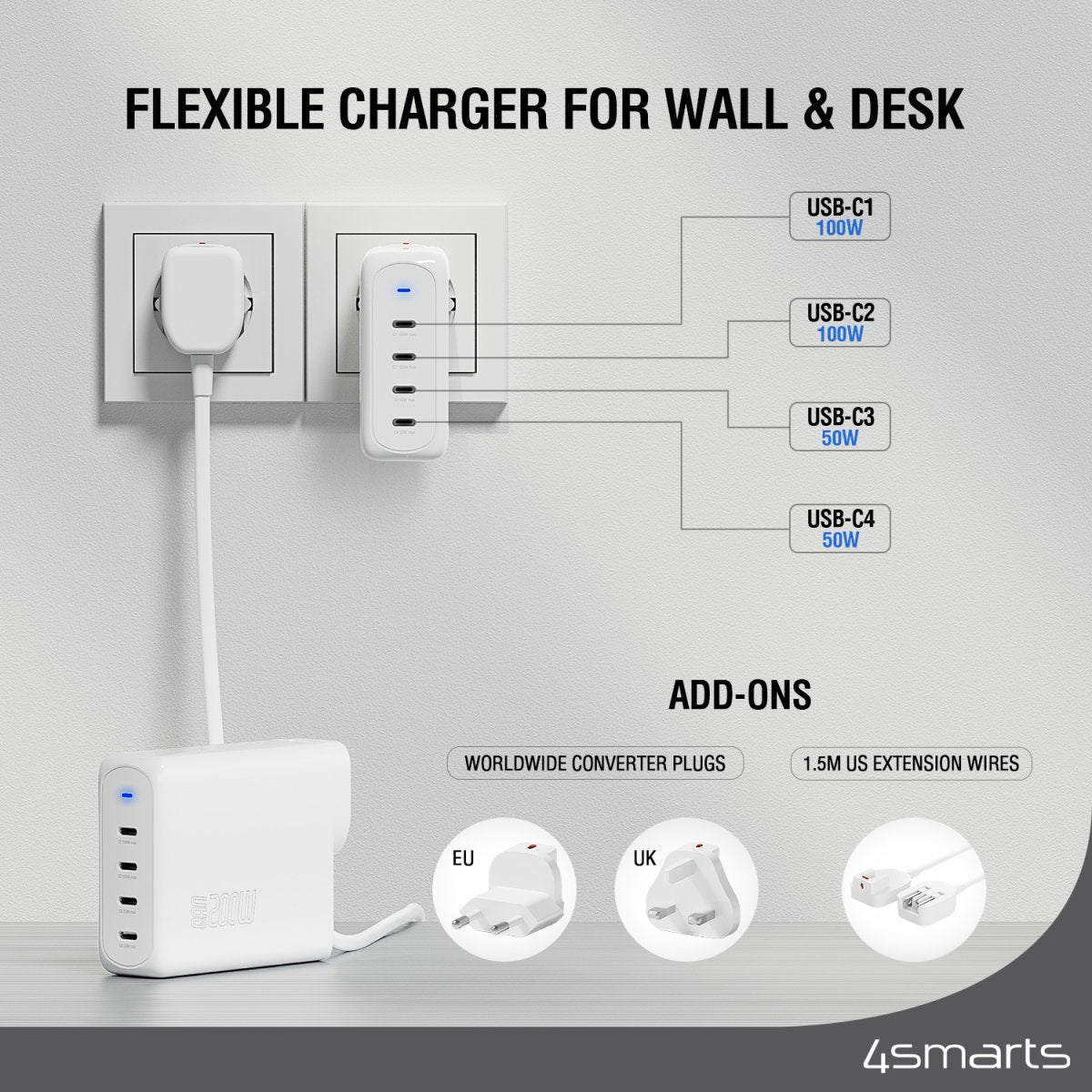 EAN 4252011906376 - 4smarts 544200 adaptador e inversor de corriente Interior 10 W Blanco imagen 3
