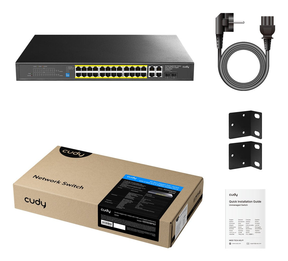 EAN 6971690790981 - Cudy GS1028PS2 switch Gigabit Ethernet (10/100/1000) Energía sobre Ethernet (PoE) Negro imagen 2