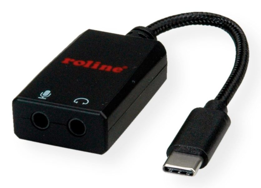 Roline Adapter Usb Typ C - 2x 3,5mm Audio, St Bu, 0,13 M