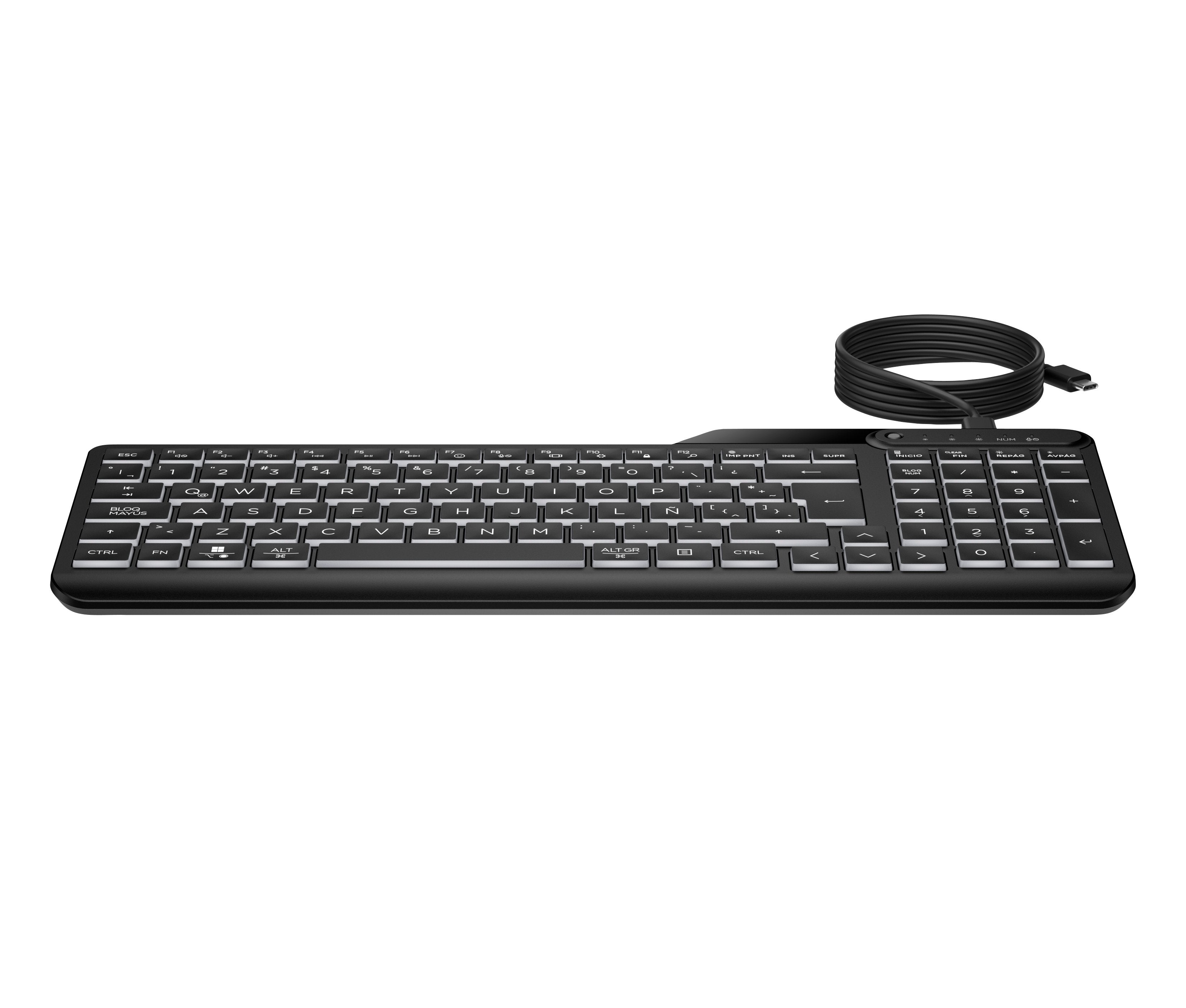 Teclado Con Cable Retroiluminado Hp 400, Teclado Negro, Aleman, Émbolo 7n7c0aa#Abd