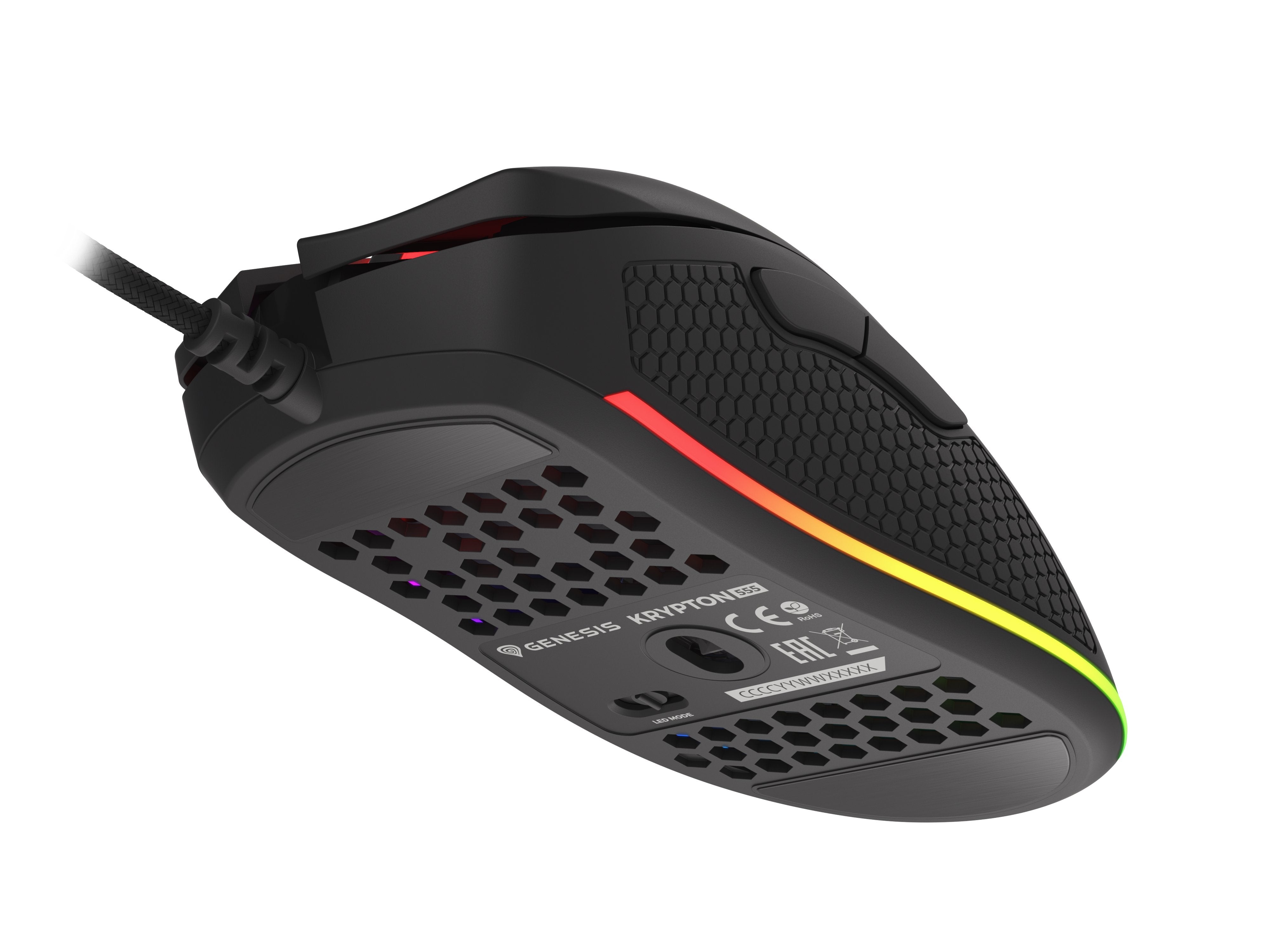 Krypton 555 8000dpi (Paw3333) Ratón Rgb Retroiluminación Negra
