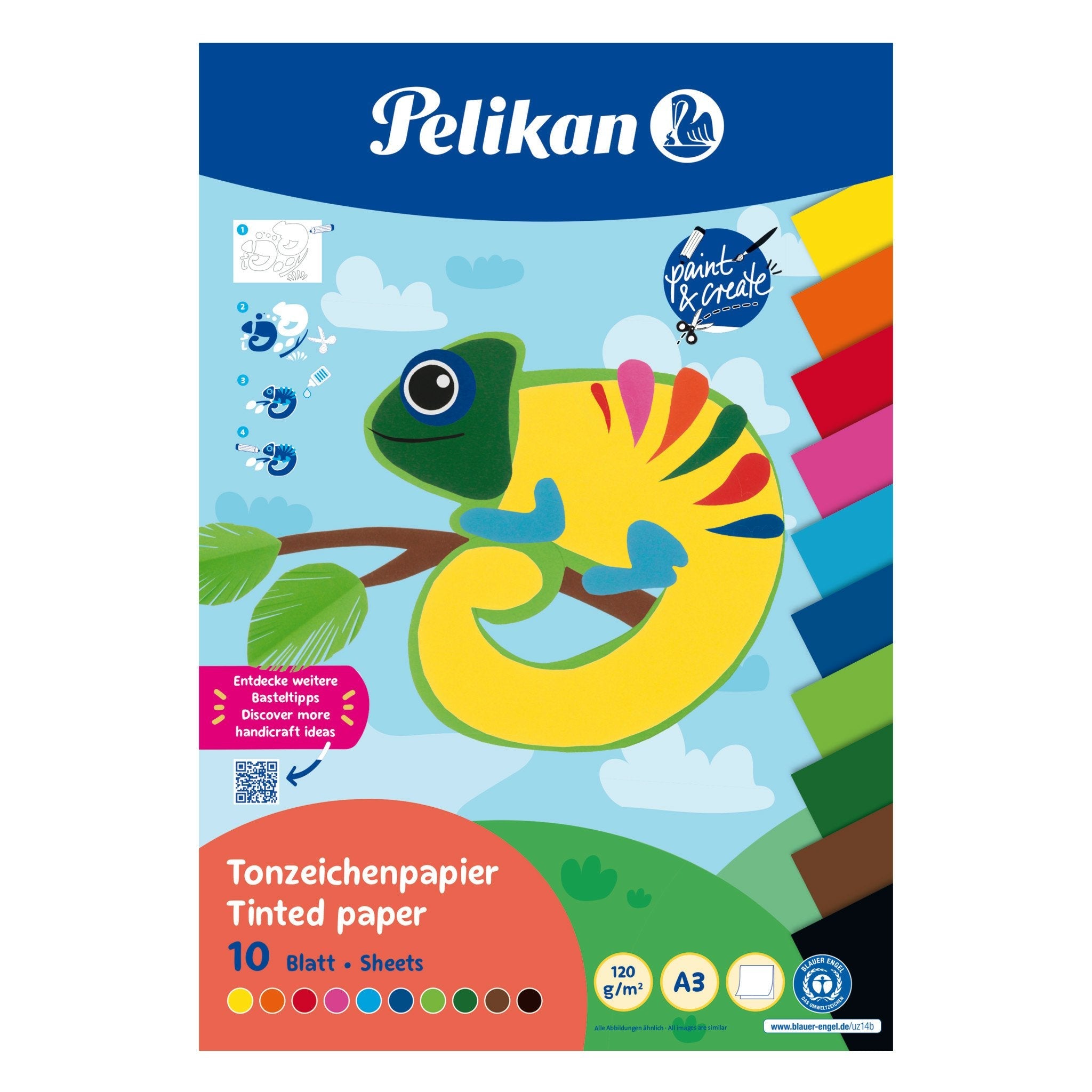 Pelikan Tonpapier Block A3,10 Hojas In 10 Colores,Azul Eng.