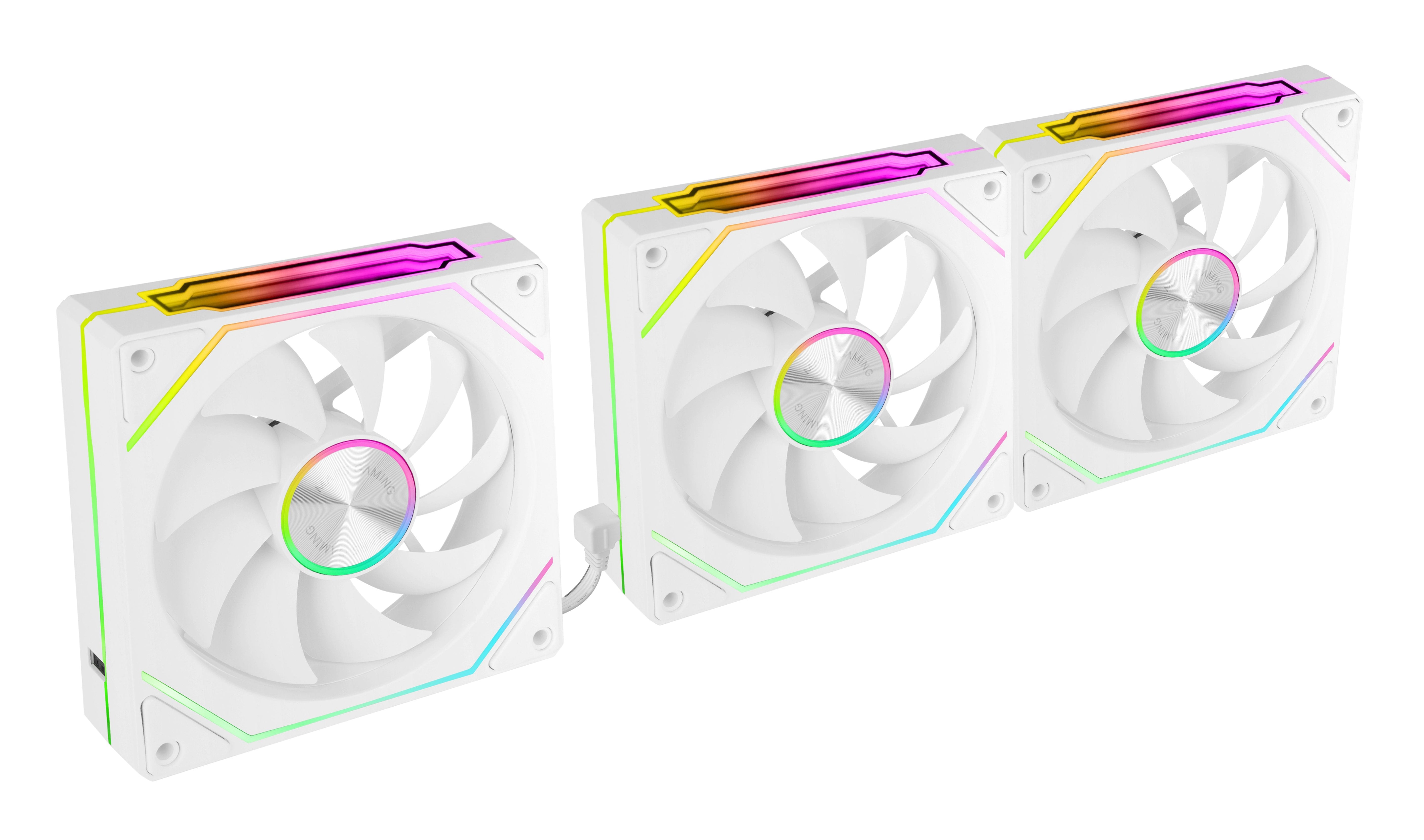 Pack 3 Ventiladores Mars Gaming Mf-Linkfinitykit2 12cm Argb Blanco