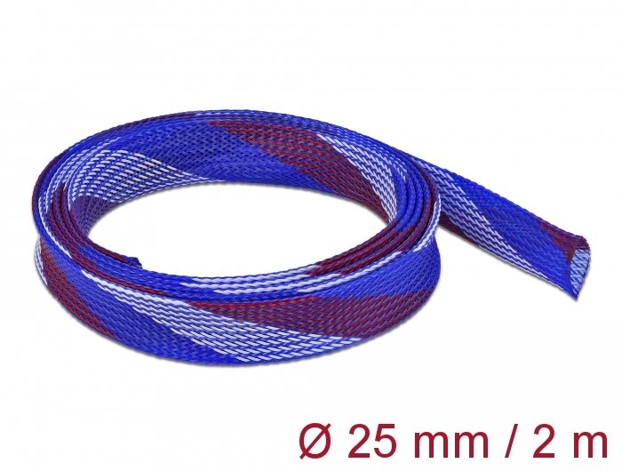Delock Funda Trenzada Expandible 2 Mx 25 Mm Azul-Rojo-Blanco