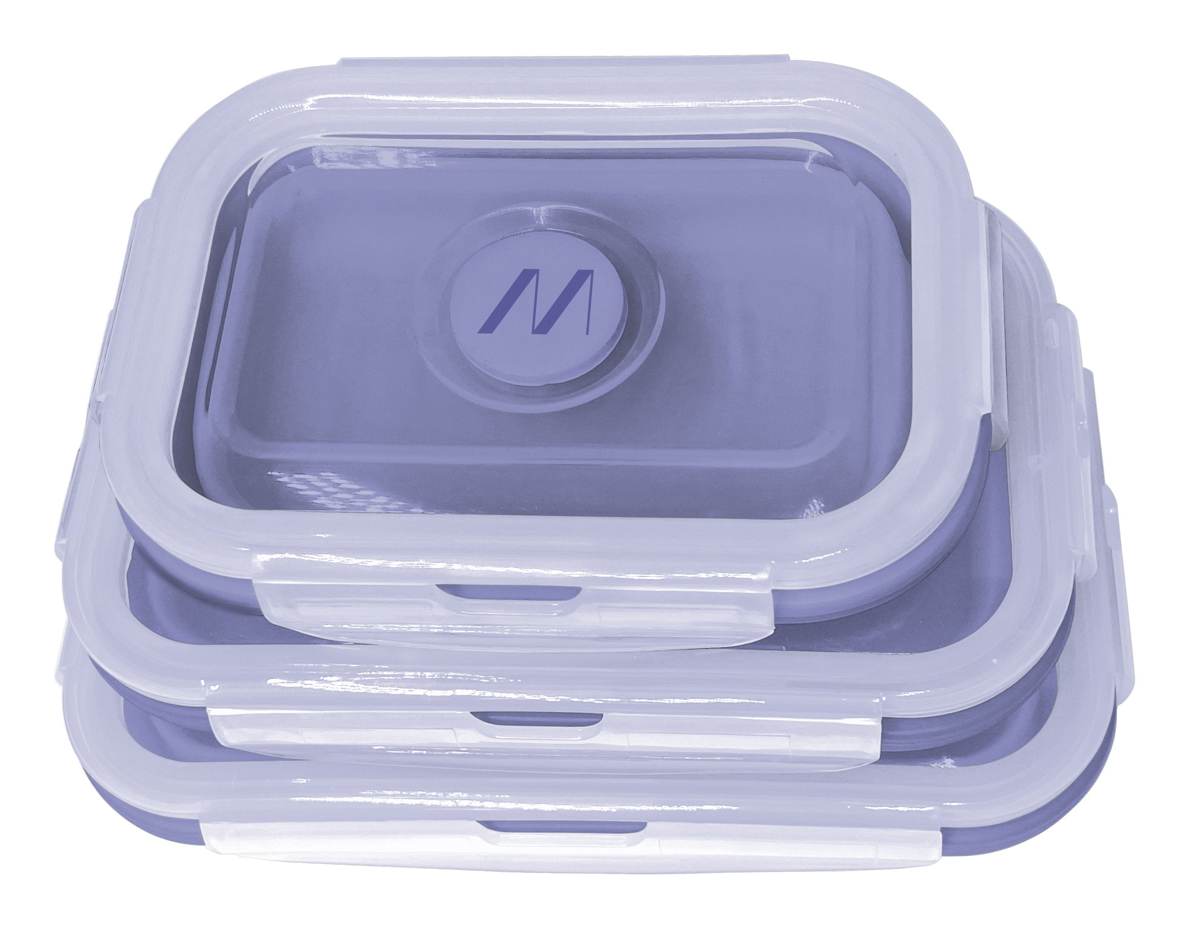 Muitomas, Juego De Fiambrera Plegable De Silicona Para Alimentos, 3 Tamaños, Color Morado