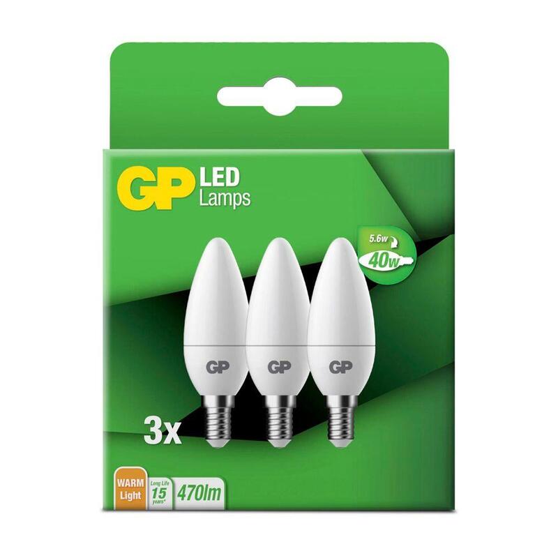 1x3 Gp Bombillas Led B35 Vela E14, 4,9w (40w) 470lm Gp 087823