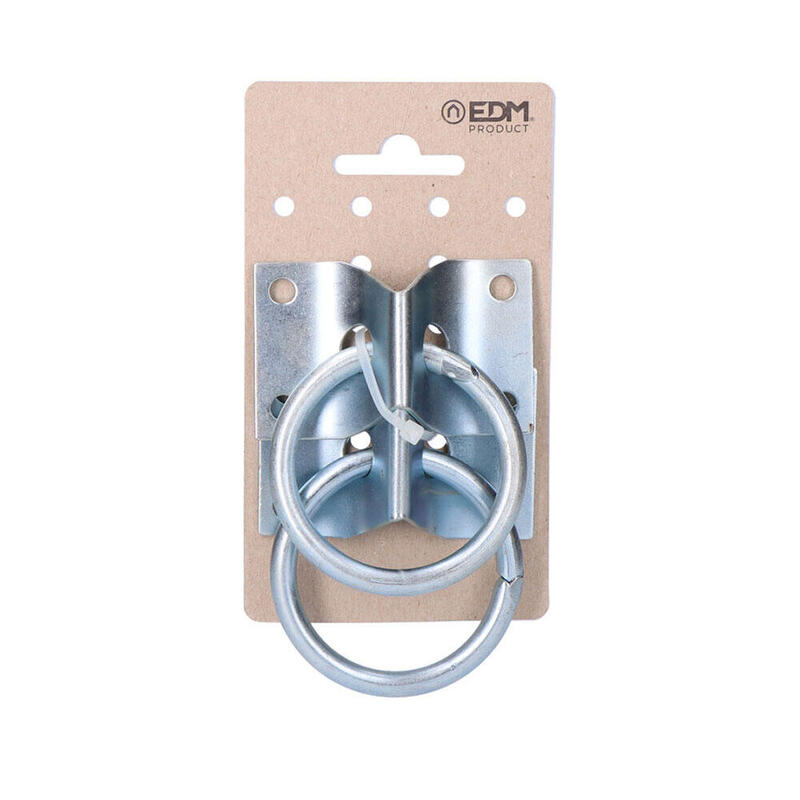 2 Anillas Aparca Perros Con Placa 70x5mm Cromadas Edm