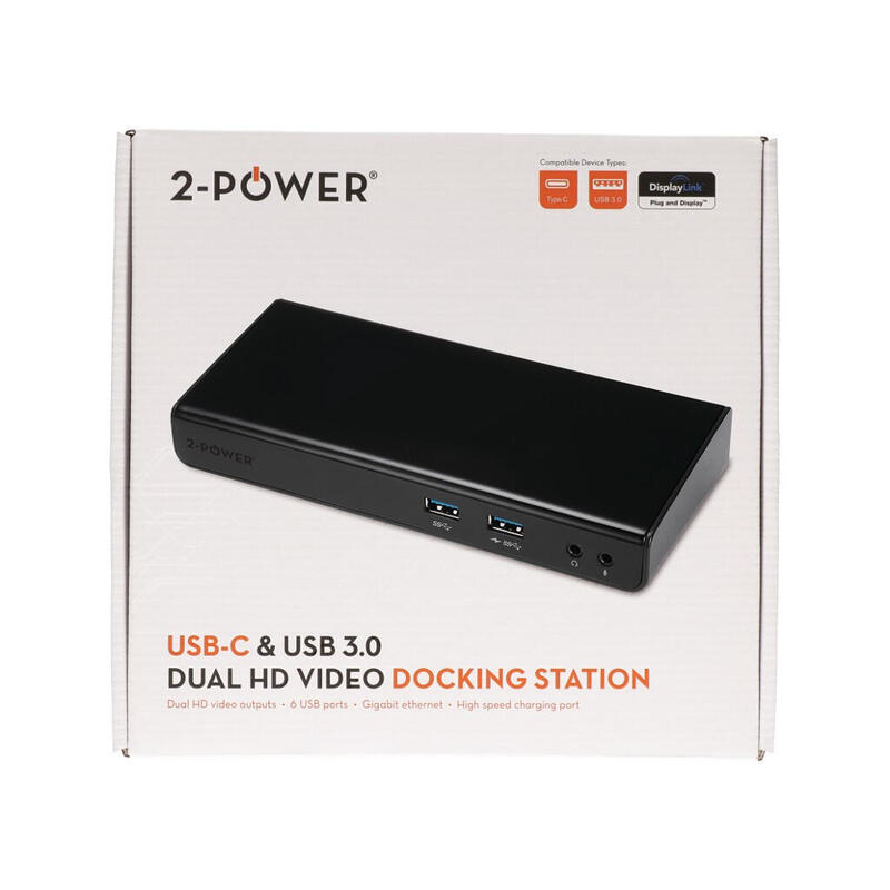 2-Power Usb-C & Usb 3.0 Dual Display Dock Para Universal Usb 3.0 Laptop Docking Station Doc0110a