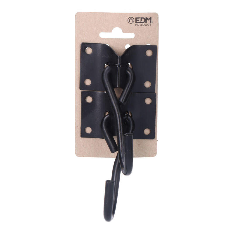 2 Unid. Placa Con Gancho Colgador De Hamaca 70x45mm Negra Edm