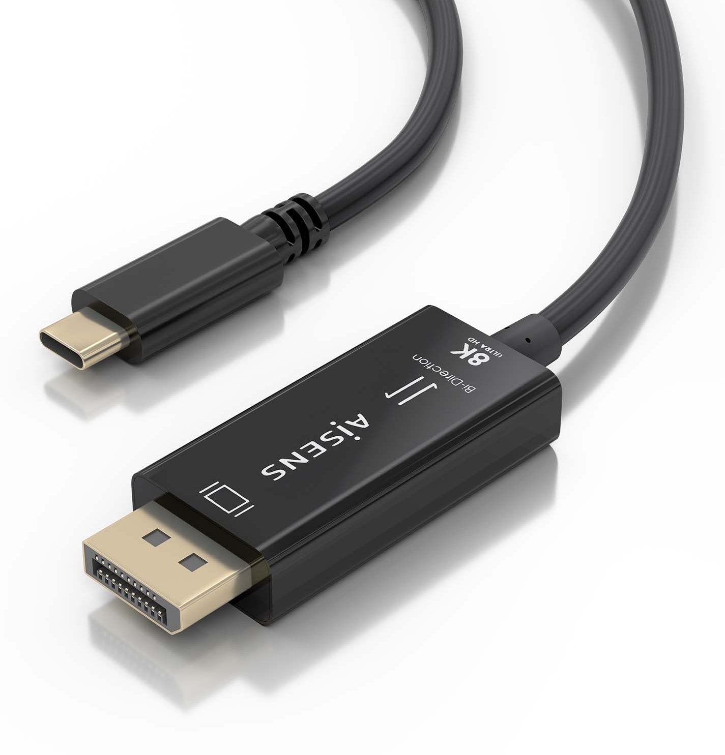 Aisens Cable Conversor Bidireccional Usb-C A Displayport 8k@60hz, Usb-C/M-Dp/M, Negro, 1.8m