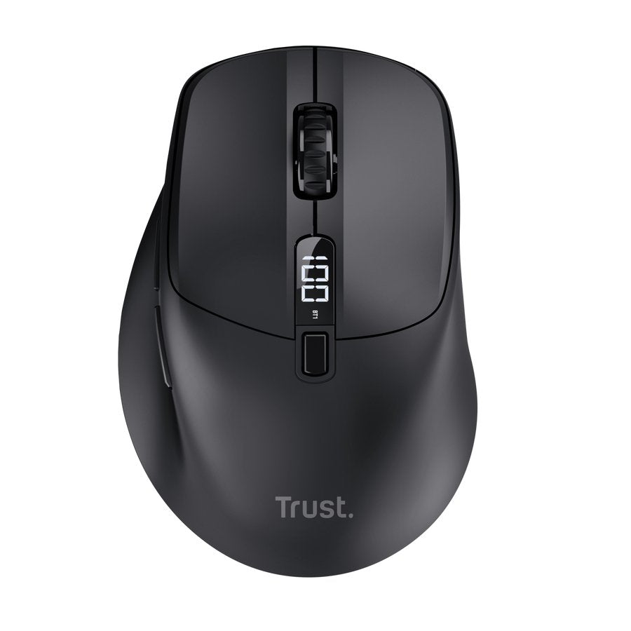Mouse Trust Wireless Zevo Bt/2.4ghz 6 Botones 1200-3200dpi Recargable Color Negro.