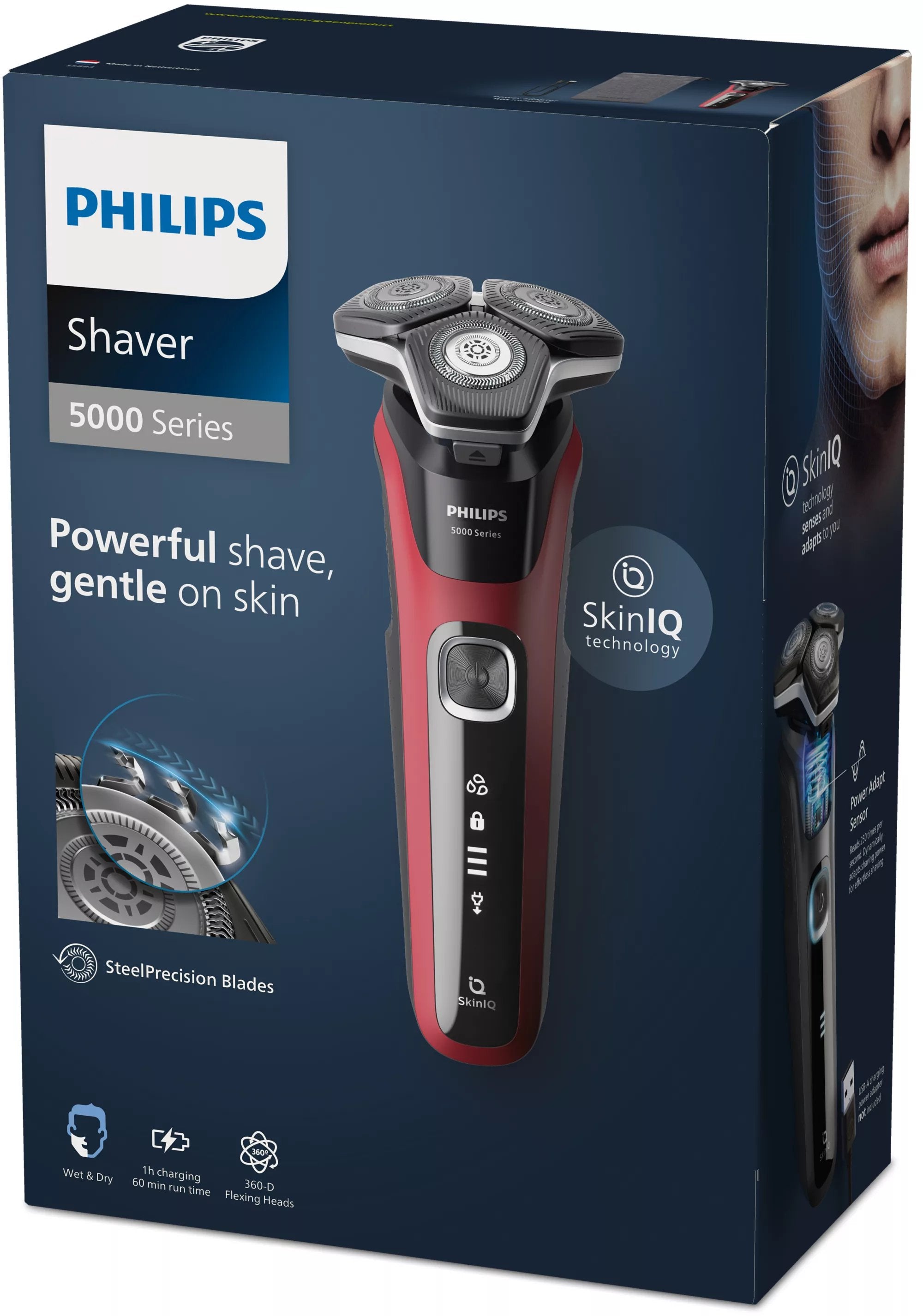 EAN 8720689008365 - Philips SHAVER Series 5000 S5883/10 afeitadora Máquina de afeitar de rotación Recortadora Negro, Rojo imagen 3