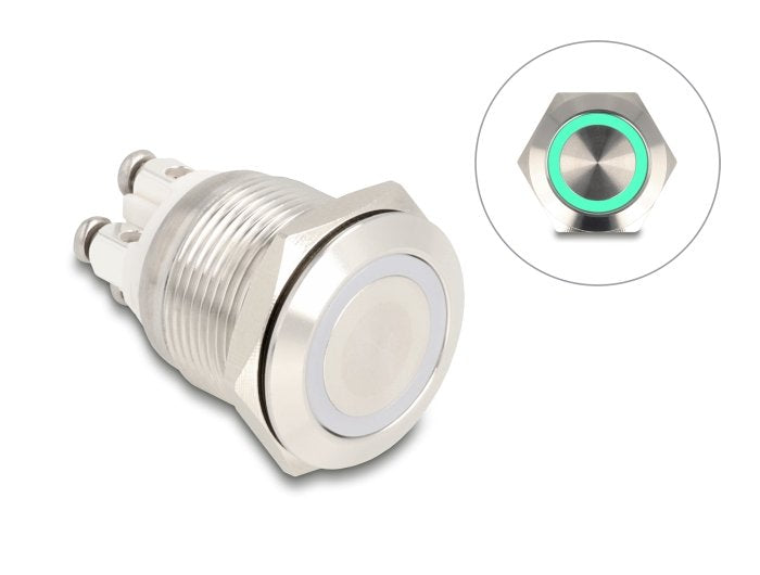 Drucktaster Zum Einbau 19 Mm 4 X Schraubklemme Led Grün