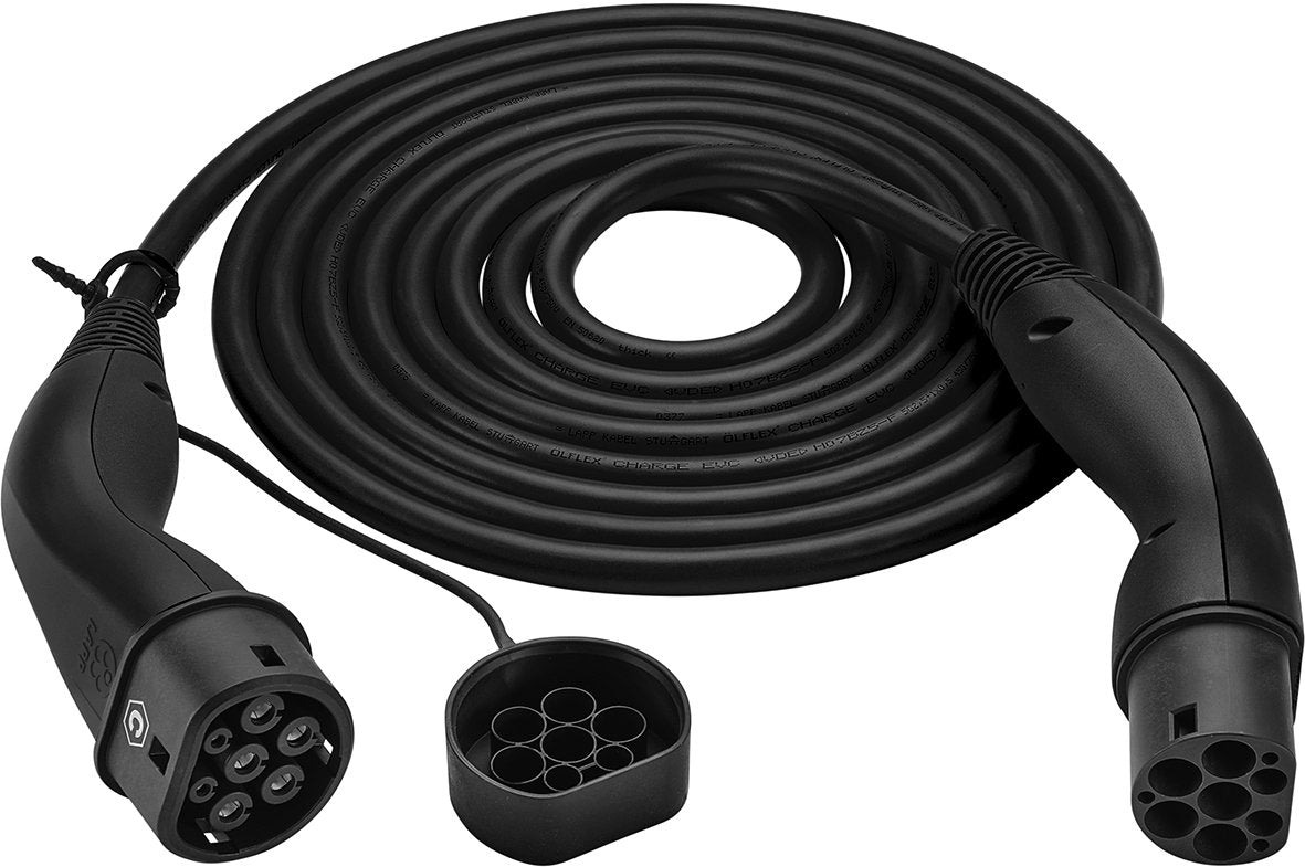 Cable Ve Carga, Tipo 2 Mennekes 32a Monofasico 7,4kw  5 Metros Liso Negro Helix® Lapp Mobility