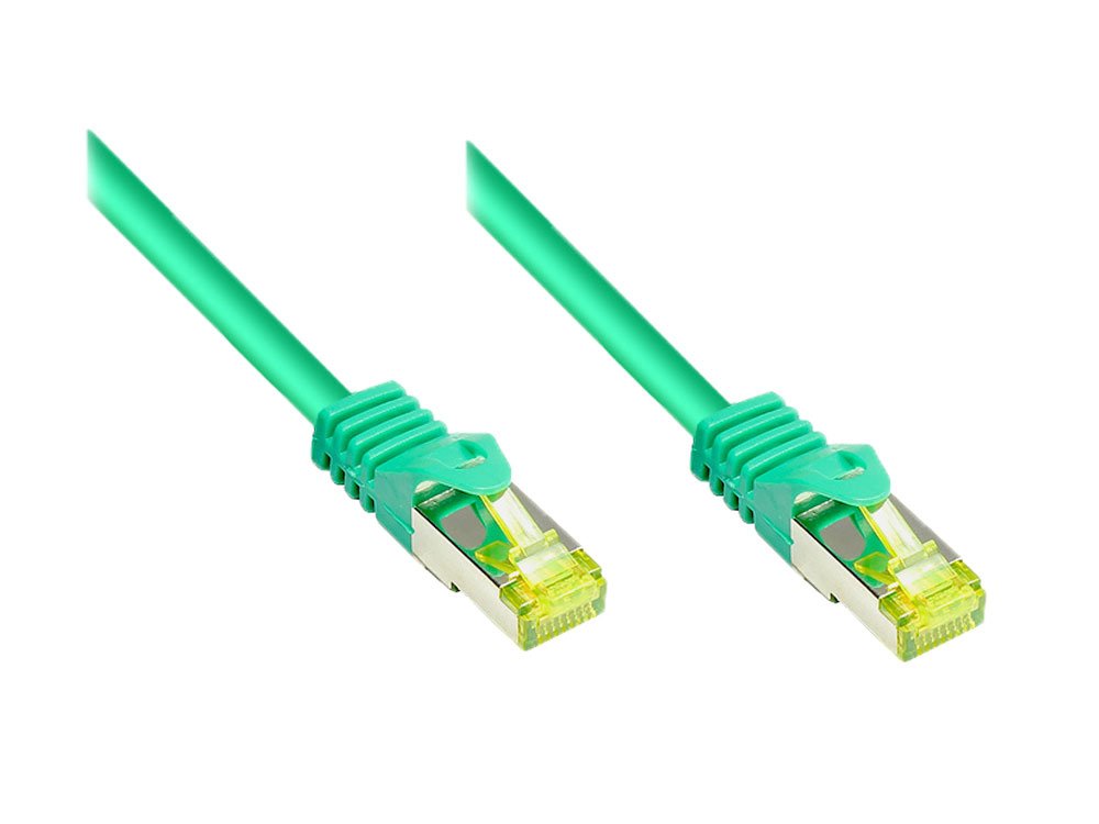 Goodconnections Rj45 Cable De Red Mit Cat. 7 Rohcable Und Rastnasenschutz (), S Ftp, Pimf, Halogenfrei, 500mhz, Ofc, Grün, 15m,
