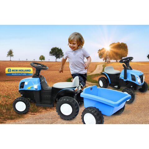 Jamara Ride-On Traktor New Holland Con Anhänger 6v Azul