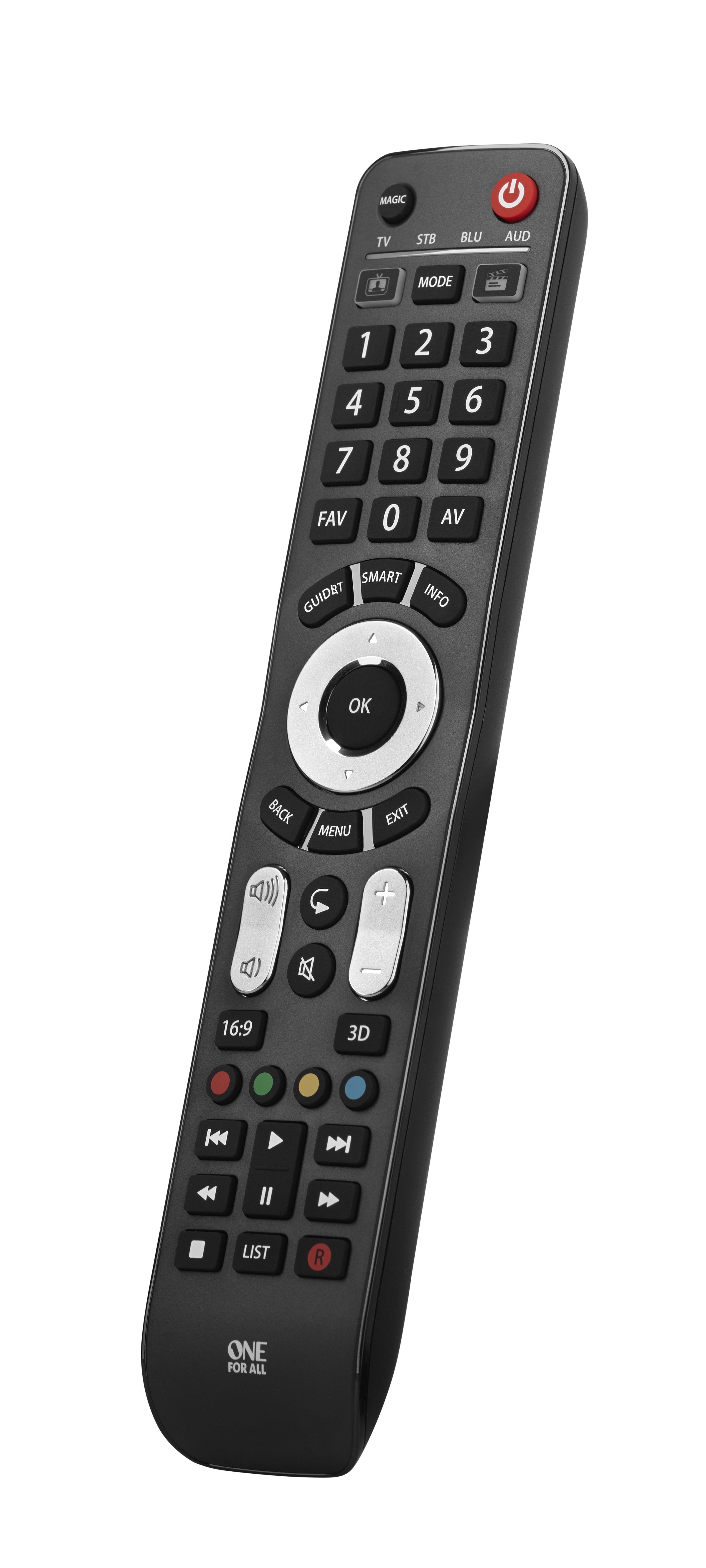 One For All Evolve 4 Mando A Distancia Ir Inalámbrico Cable, Dtt, Dvd/Blu-Ray, Consola De Juegos, Sistema De Cine En Casa, Iptv, Sat, Stb, Smartphone, Tnt, Tv, Receptor De Televisión Botones