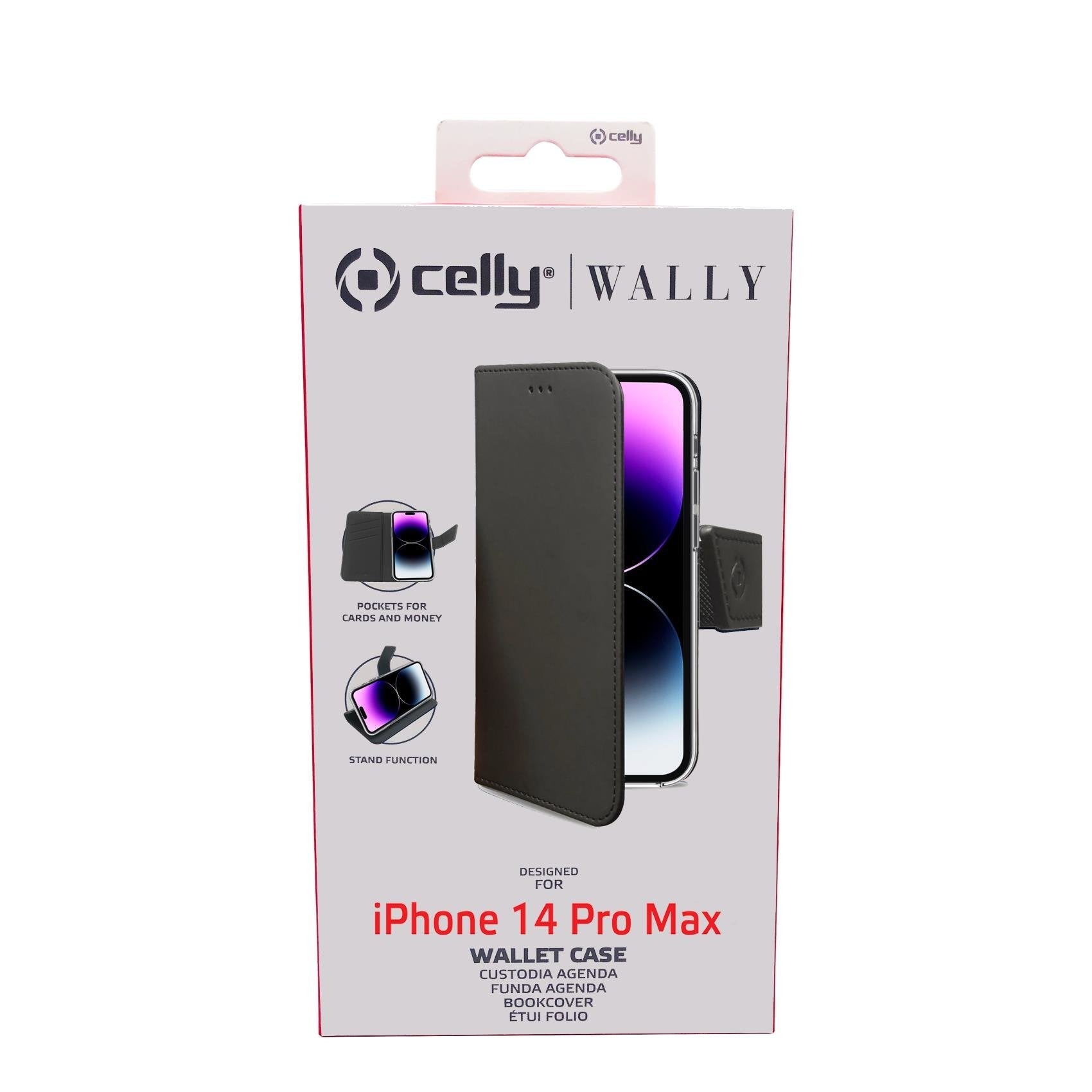 Case Celly Iphone 14 Pro Max Wallet Case Black Wally1027