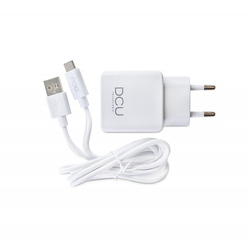 Dcu Cargador Blanco Pared 5v 2.4a + Cable Conector Usb A Tipo C 1m