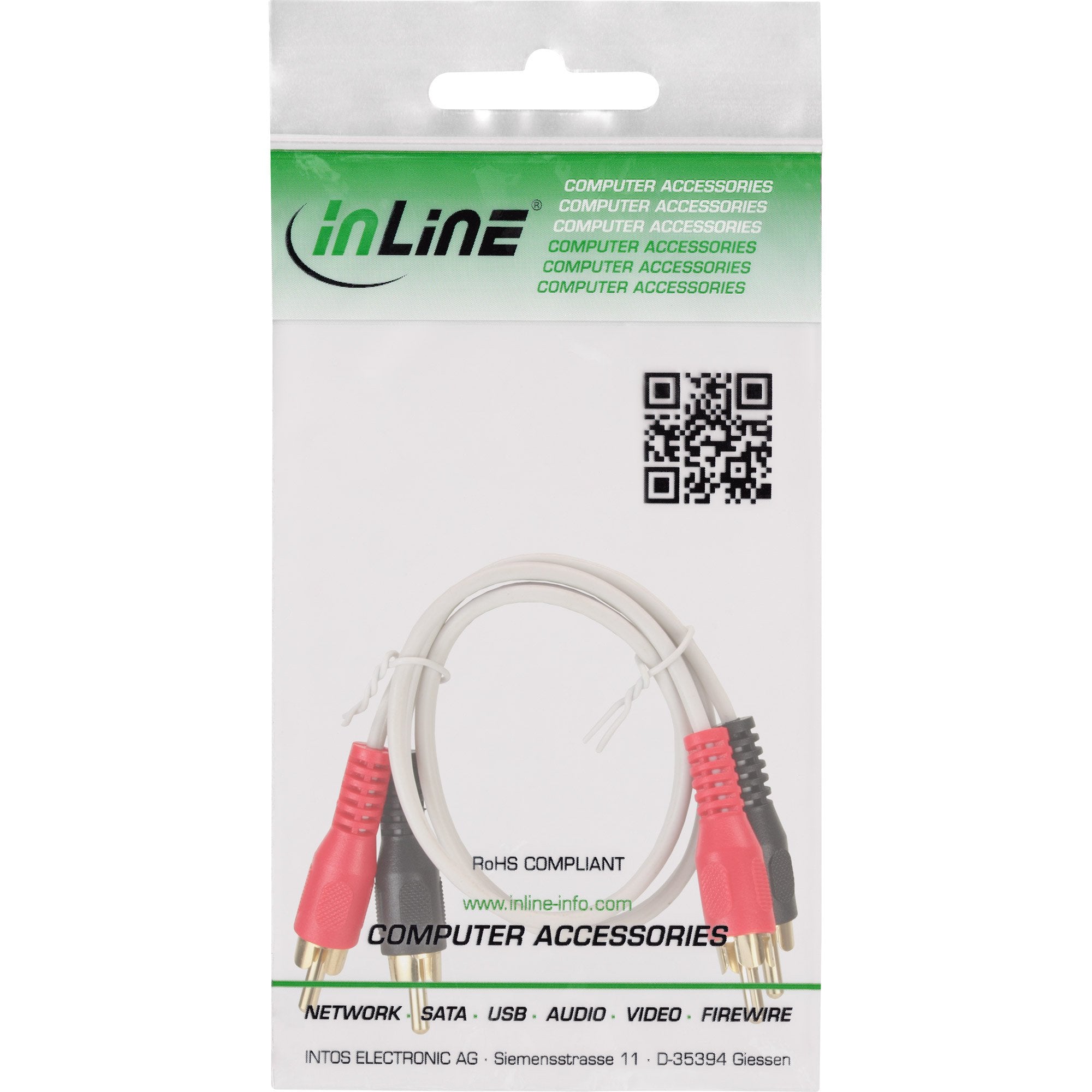 Cable Inline Rca 2x Rca Macho / Macho 0,5m