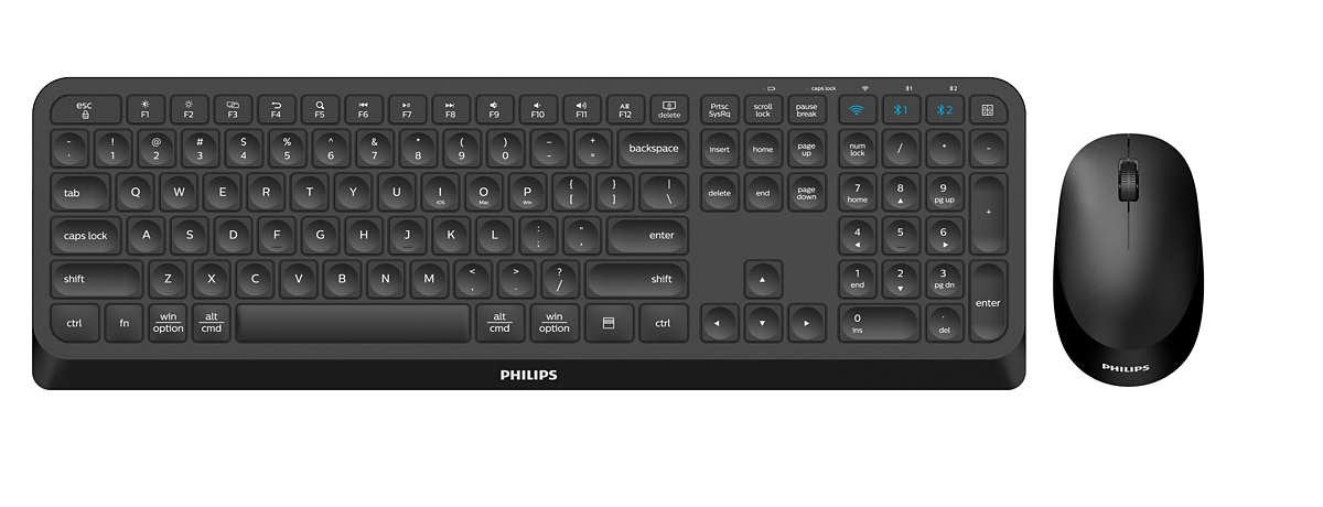 Teclado Ingles Philips Spt6407b Wireless Combo Negro - Us International
