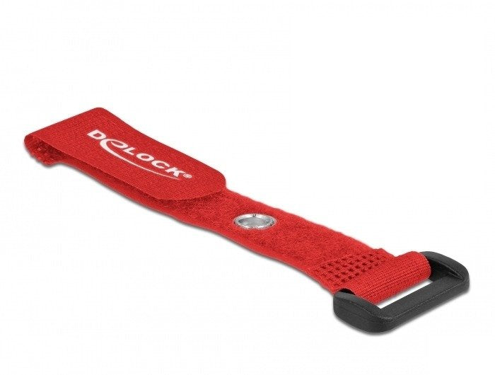 Delock Klett-Cablebinder Mit Schlaufe Und Befestigungsöse L 150 X B 20 Mm Rot 5 Stück