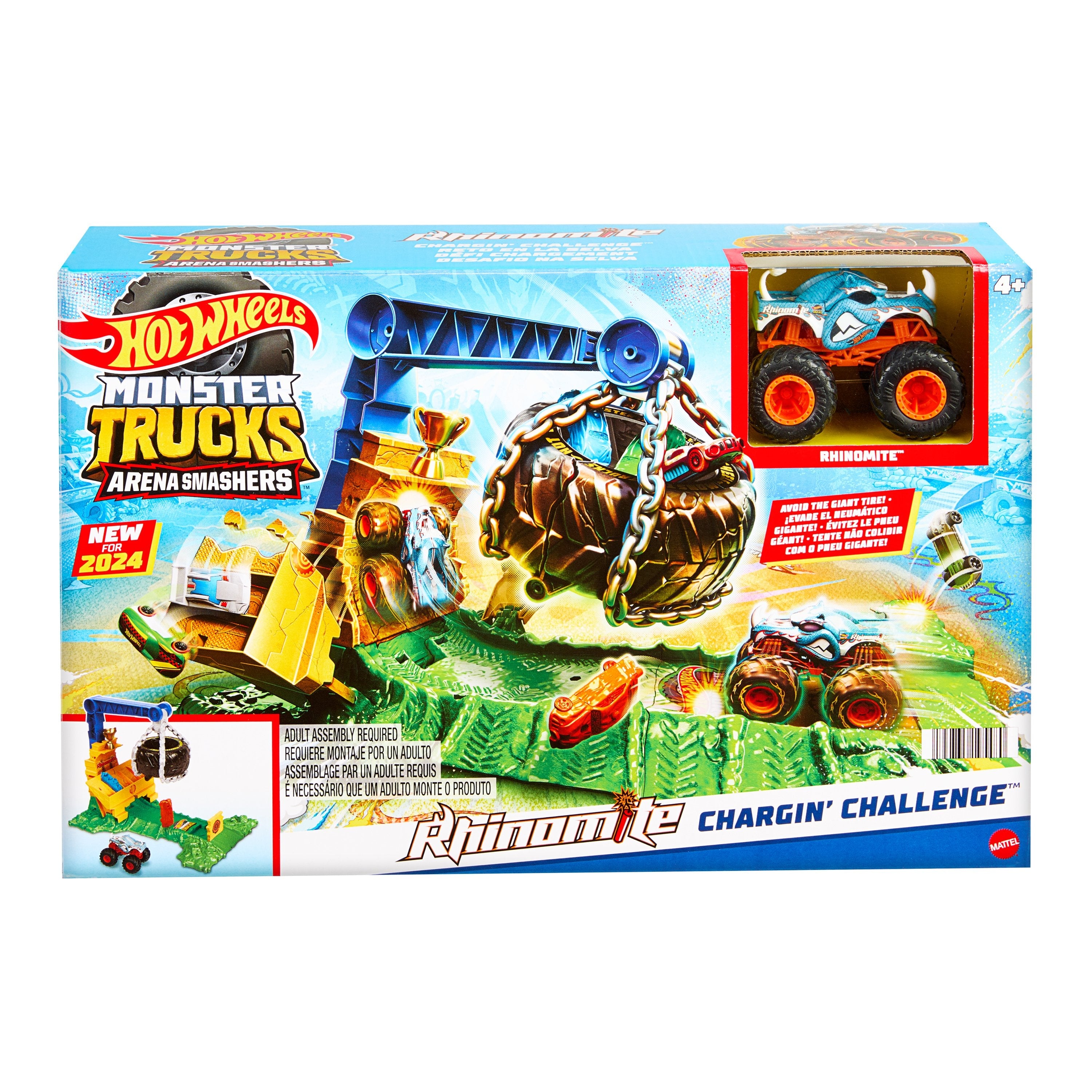 Hot Wheels Hot Wheels Monster Trucks Arena Smashers: Rhinomite Chargin, Vehículo De Juguete Htp18