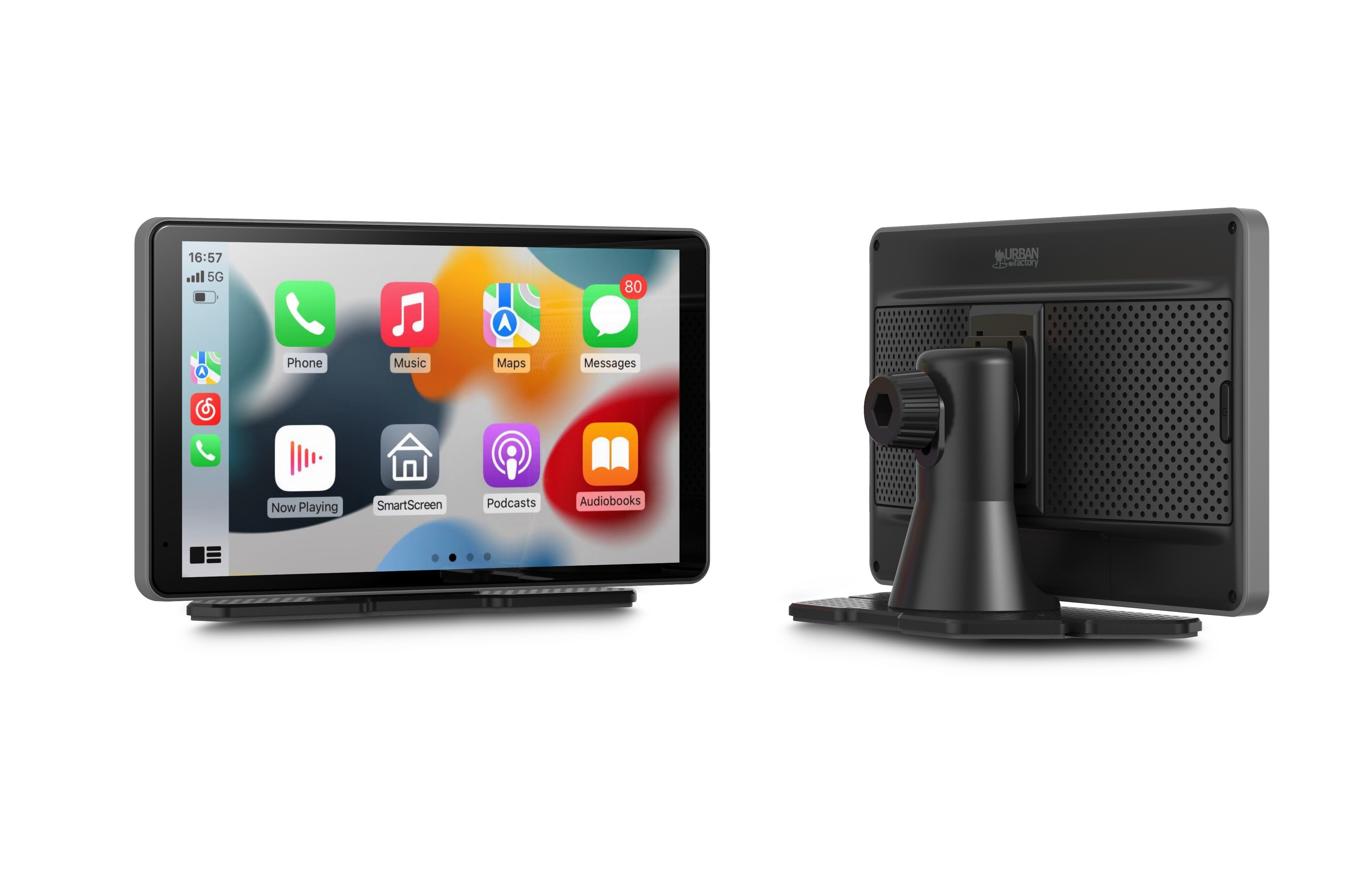 Urban Factory Duplee Pantalla De 7" Para Coche - Fijacion Al Parabrisas - Sistema Linux Multilengua - Carplay Y Android