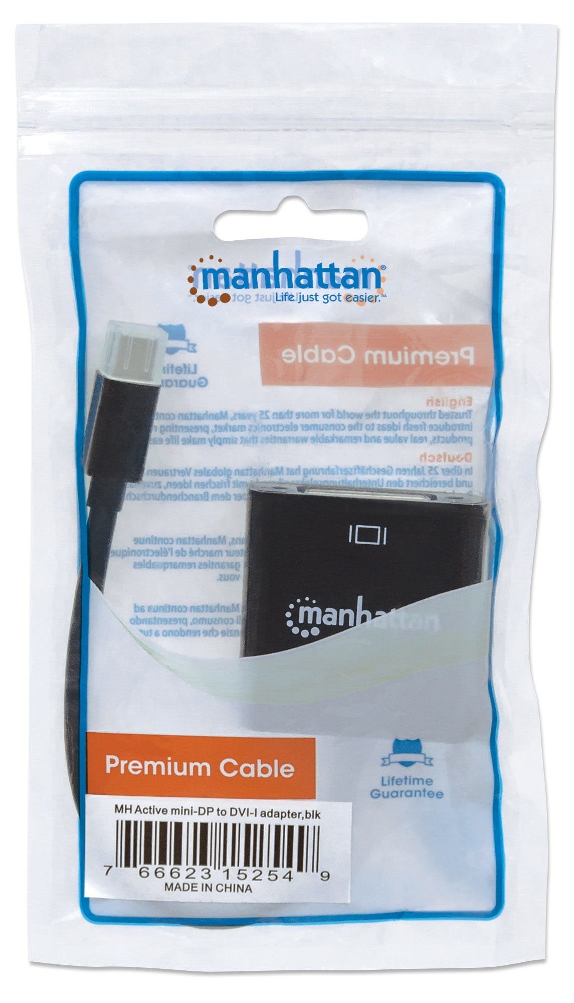 EAN 0766623152549 - Manhattan 152549 adaptador de cable de vídeo 0,195 m Mini DisplayPort DVI-I Negro imagen 5