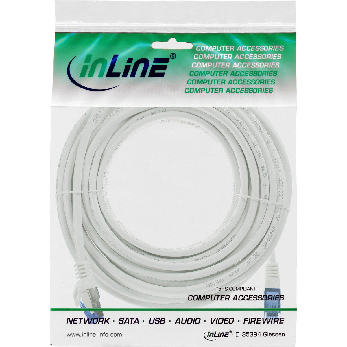 Cable De Red Inline, Cat.6a, S/Ftp, Tpe Flexible, Blanco, 50m