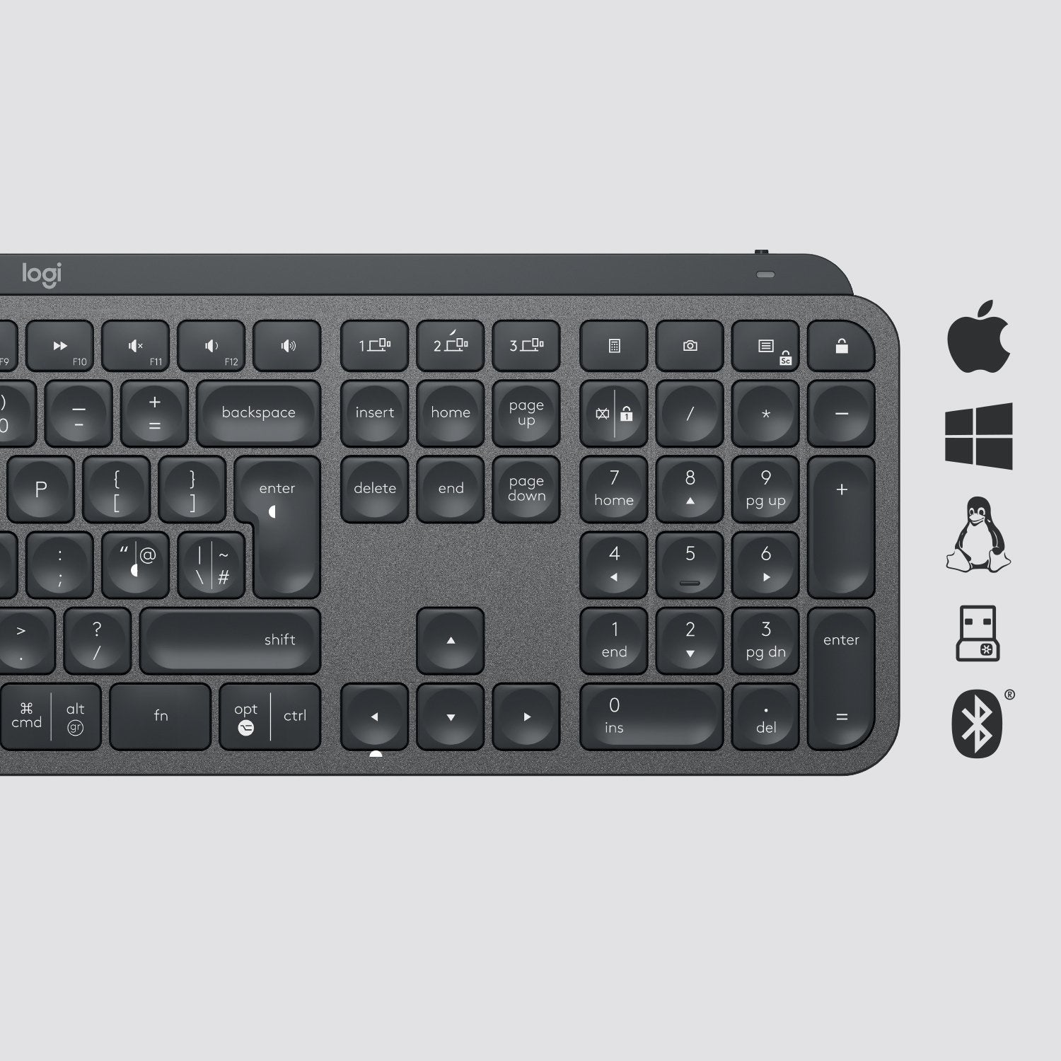 Teclado Ingles Logitech Mx Keys Rf Wireless + Bluetooth Qwerty Internacional De Ee.Uu. Grafito