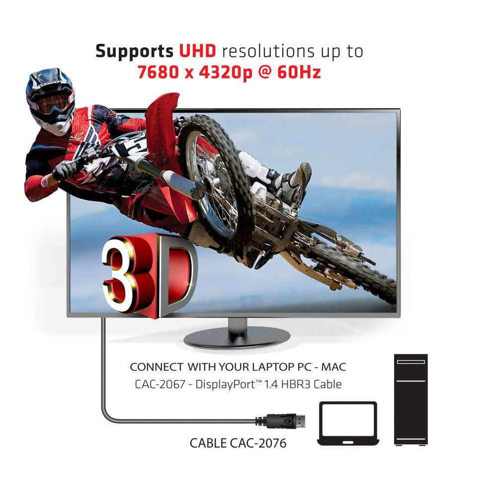 Cable Displayport 1.4 Hbr3. 1m.