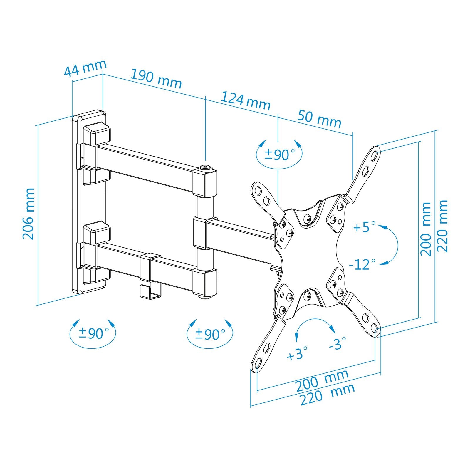 Tooq Soporte De Pared Con Brazo Articulado Para Tv De 13"-42" - Giratorio E Inclinable - Gestion De Cables - Peso Max