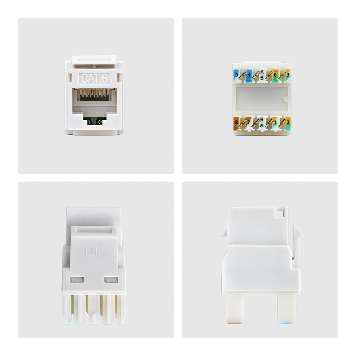 Startech.Com Cat6 Keystone Jack Módulo, Pack De 24 Rj45 Ethernet Keystone Conector Hembra, Utp Cat6 Wandbuchse, 180 Grad 110 Punch Down Conector Hembra, Blanco, Plano, Blanco, Rj-45, Conector Hembra, Conector Hembra, 10gbase-T