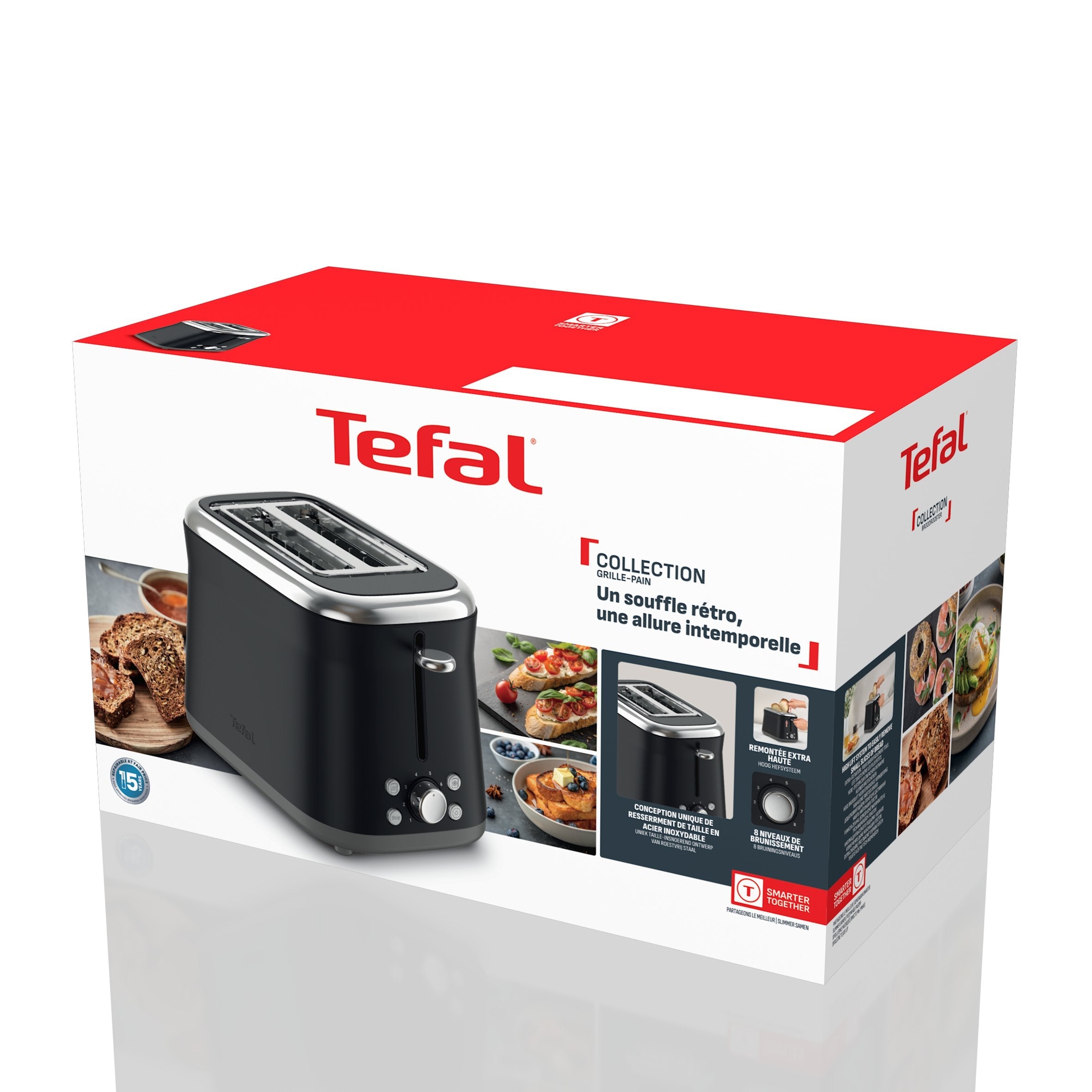 Tefal Tt7208e0 Collection Retro Toaster, 850 W, Black