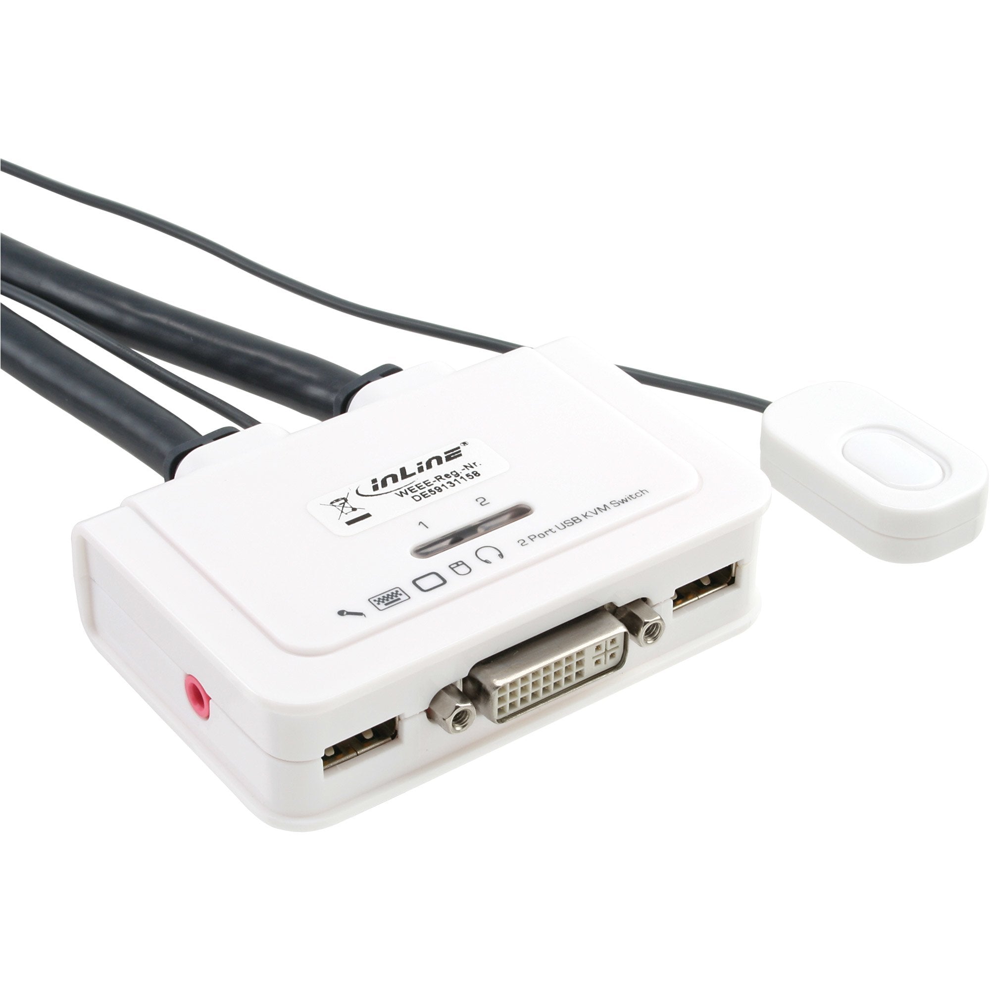Switch Kvm Inline De 2 Puertos Dvi-D Usb Con Audio