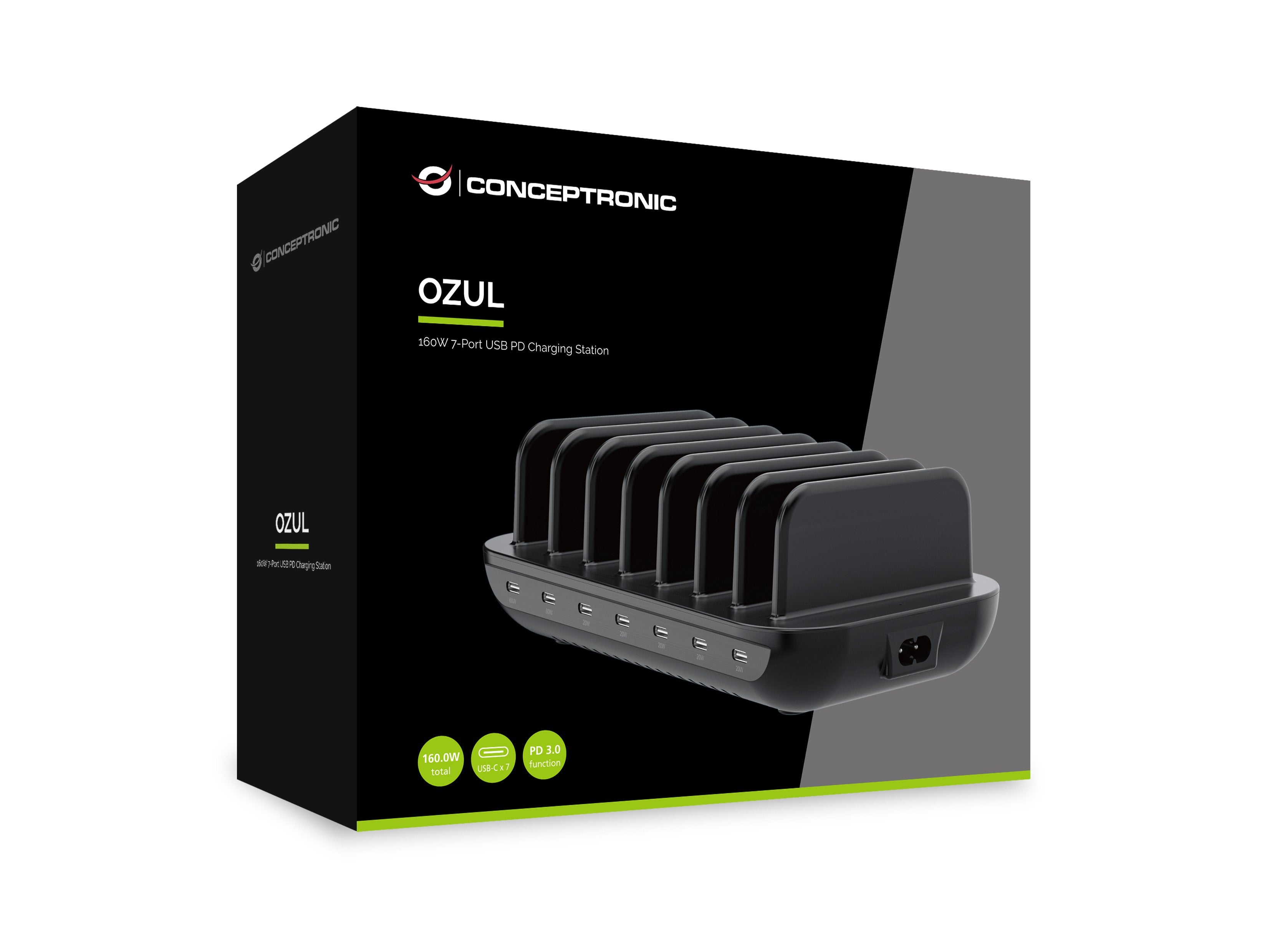 Estacion De Carga Usb-C Conceptronic 7 Puertos 160w Pd