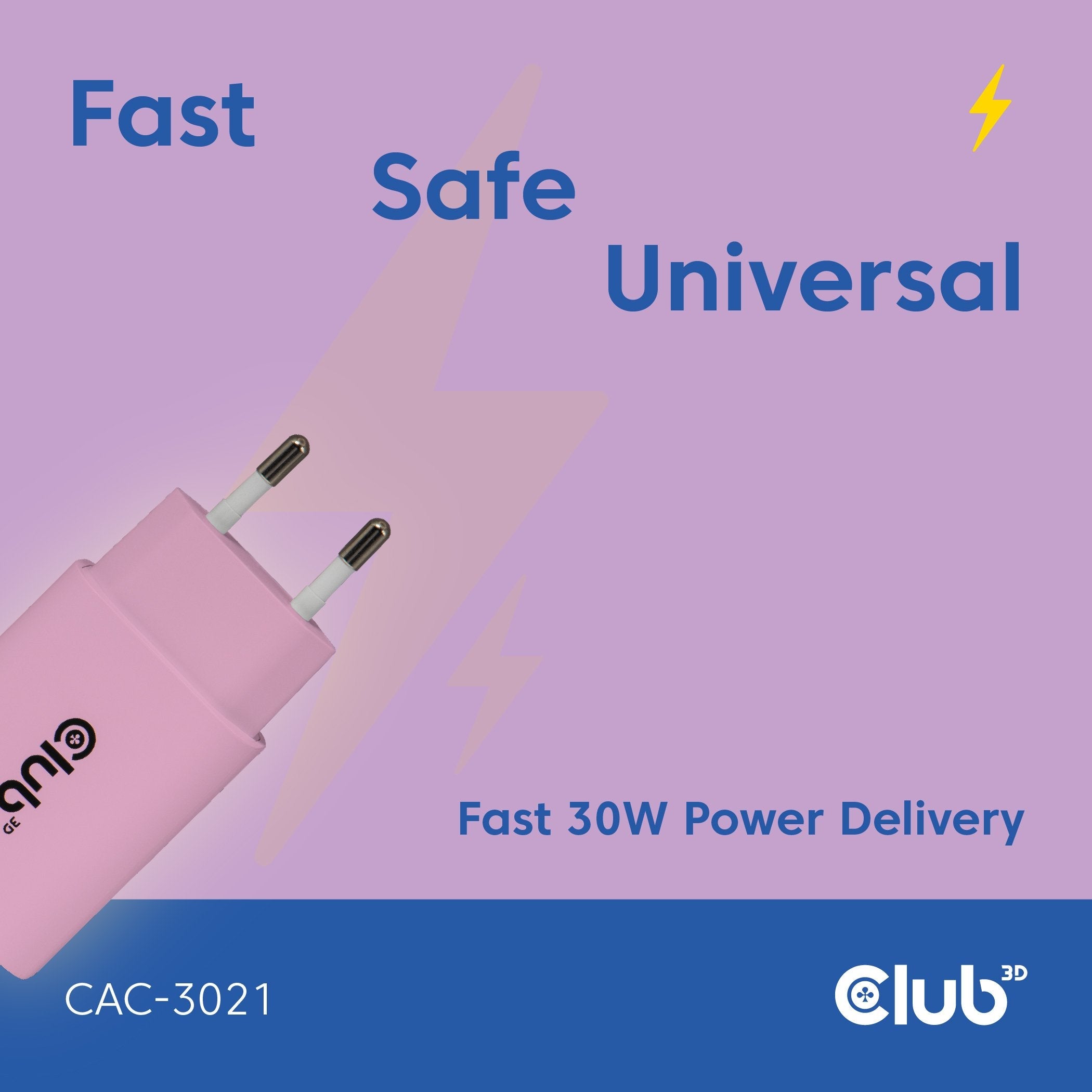 Club3d Lifemyle Cargador Usb-C 30watt, 2mk Rosa Retail