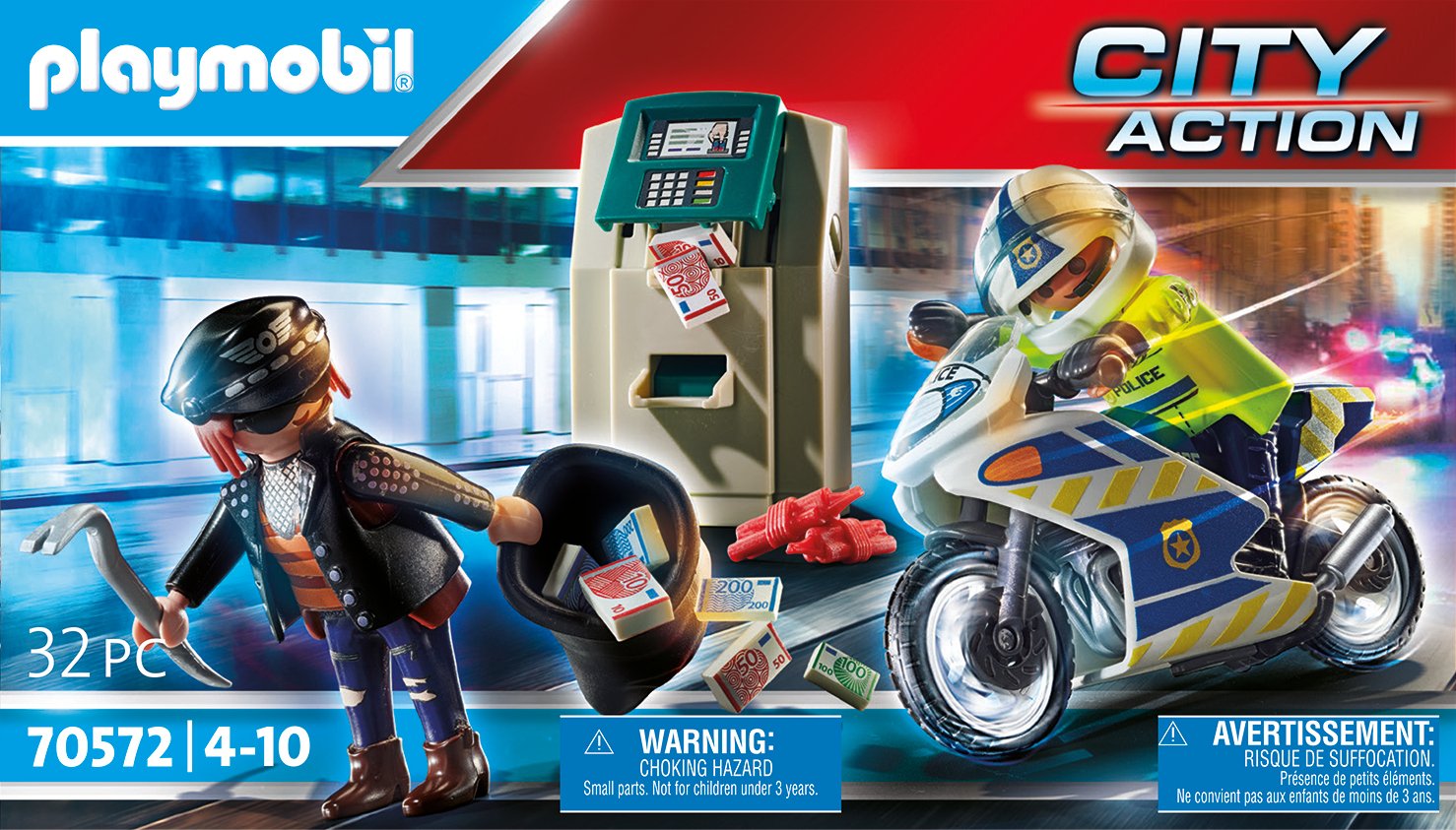 Playmobil - 70572 - Oficial De Policía Con Motocicleta Y Ladrón