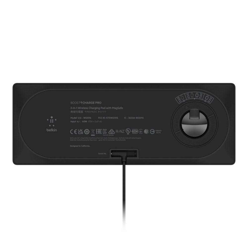Base De Carga Inalambrica Belkin Wiz016vfbk Magsafe 3 En 1 Apple Iphone Airpods Watch Negro