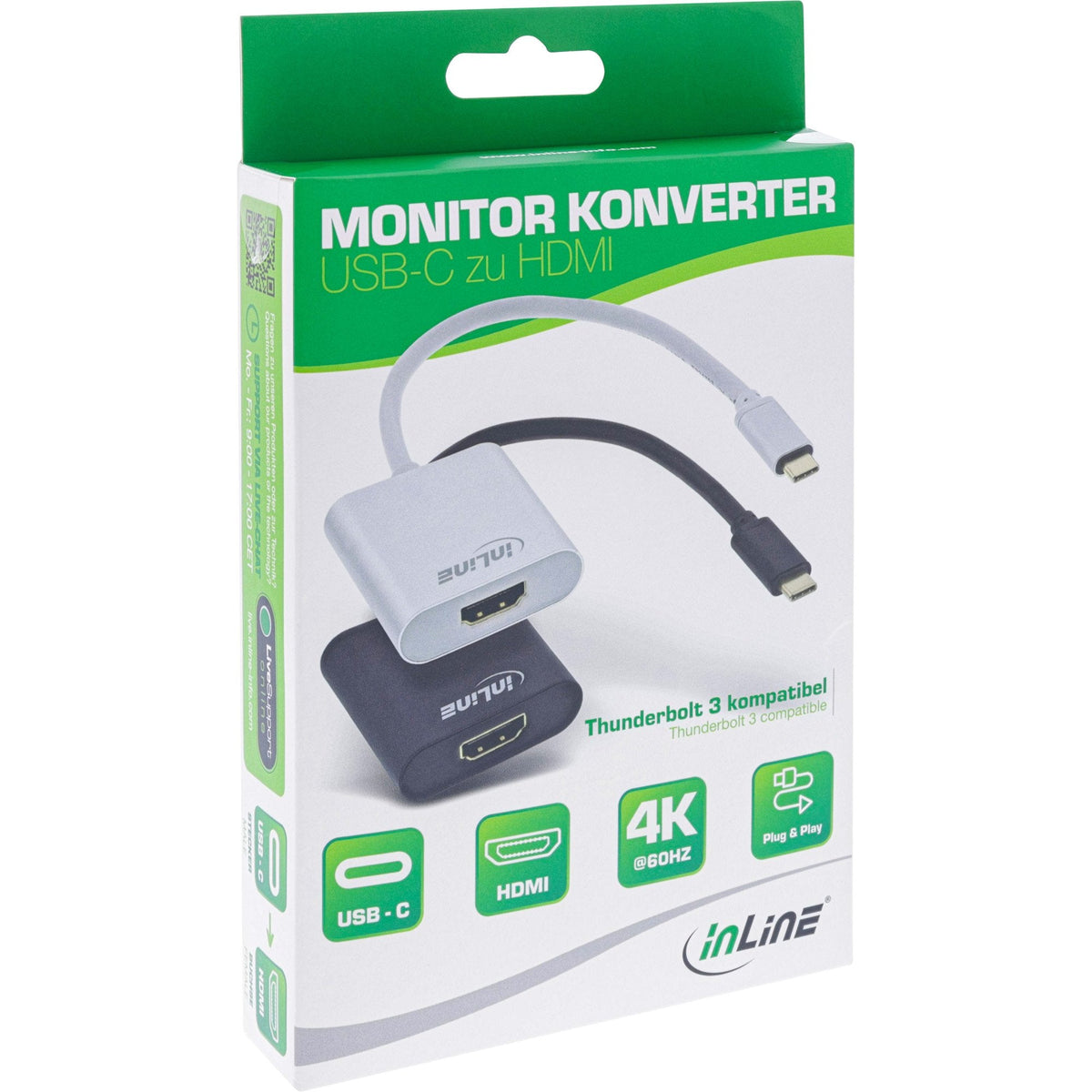 Adaptador Usb Inline, Usb Tipo C Macho A Hdmi Hembra (Modo Dp Alt), 4k2k, Negro, 0,2 M
