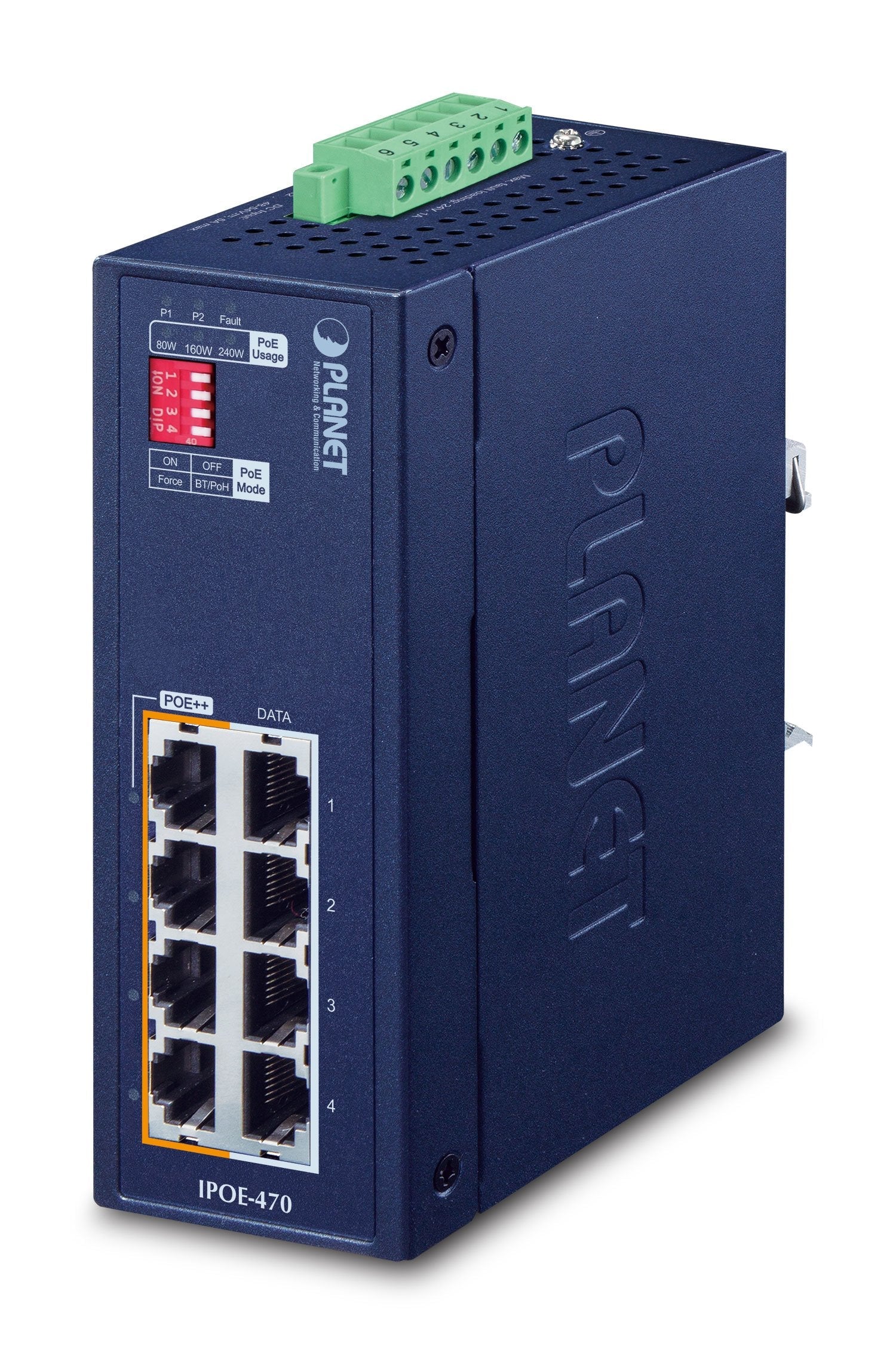 Ip30 Indumrial 4-Port Gigabit 802.3bt 240 Poe++ Injector