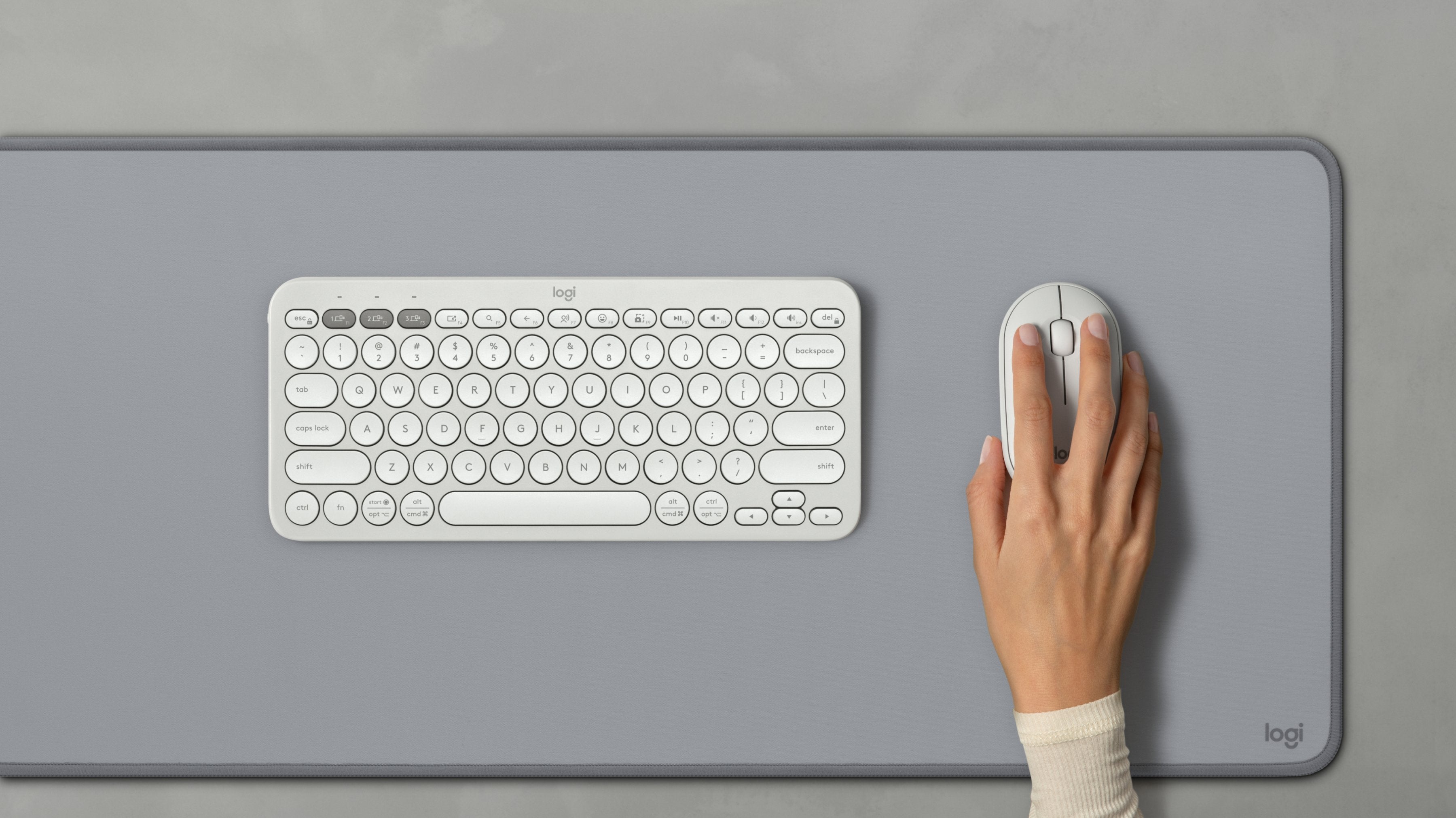 Logitech Pebble 2 Combo Set, Weiss, Cablelos, Deutsch, 920-012204