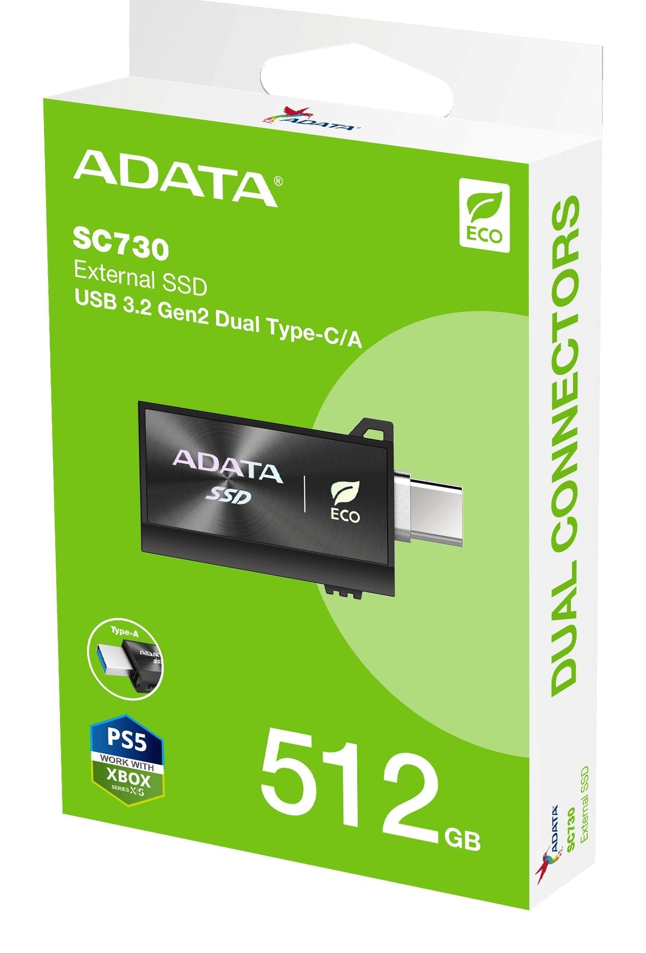 Dysk Zewnetrzny Ssd Sc730 512g Usb 3.2c/A 600/600mb/S Czarny