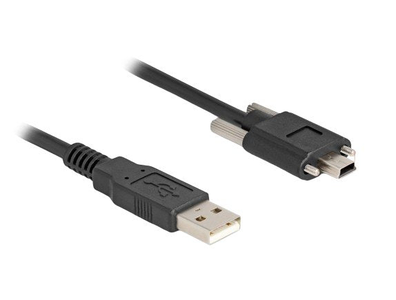 Delock 80478 Cable Usb 2.0 Tipo-A Macho A Tipo Mini-B Macho Con Tornillos 1 M Negro