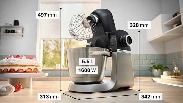 Robot De Cocina  Bosch Home Mums6zs13d Negro/Acero Inoxidable, 1.600 Vatios, Báscula Integrada, Temporizador Mums6zs13d