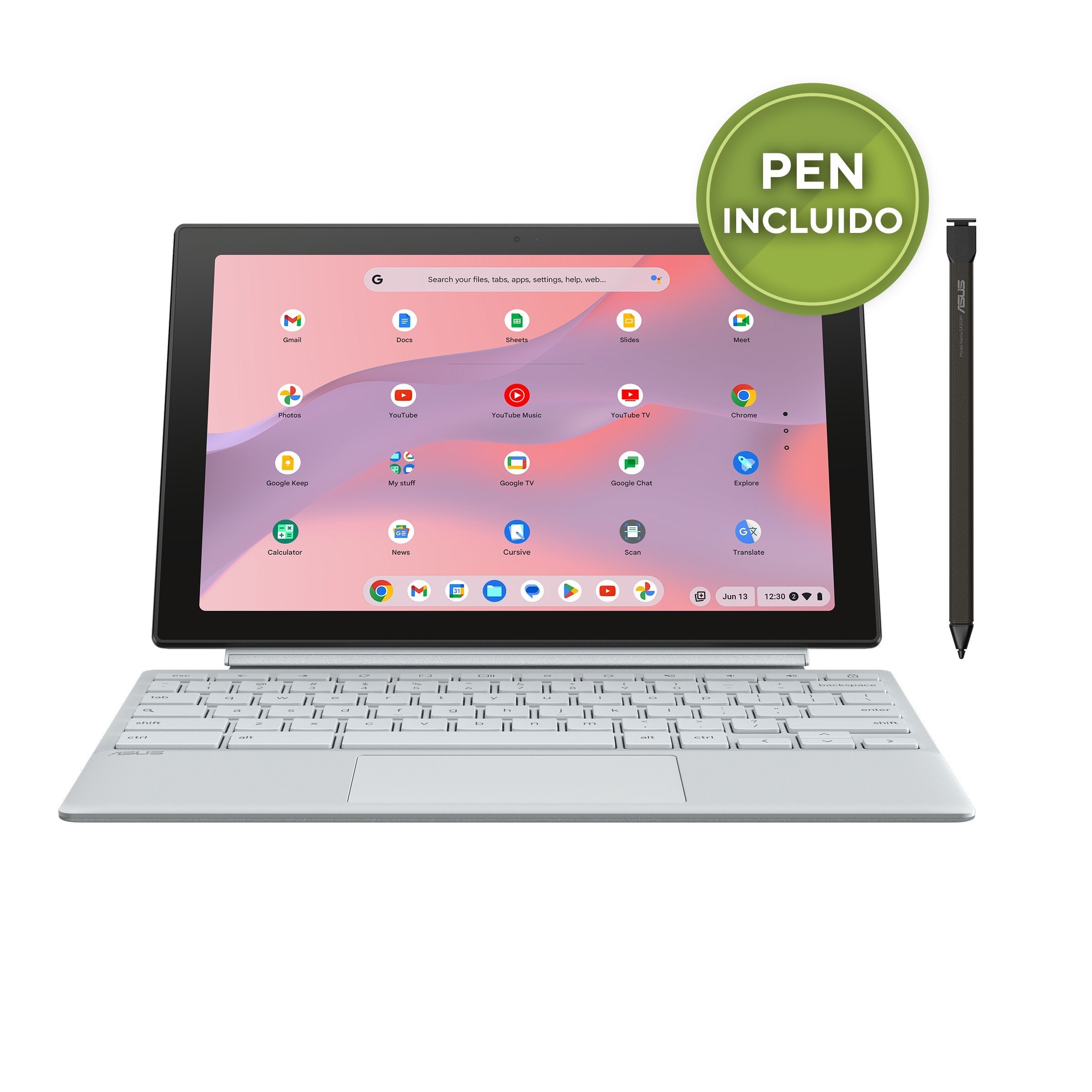 Asus Chromebook Cm30 Detachable Cl3001dm2a-R70323 - Ordenador Portátil 10.51" Wuxga (Arm Cortex Kompanio 520, 8gb Ram, 128gb Emmc, Arm Mali-G52 Mc2, Chromeos) Plata Niebla - Teclado Qwerty Español
